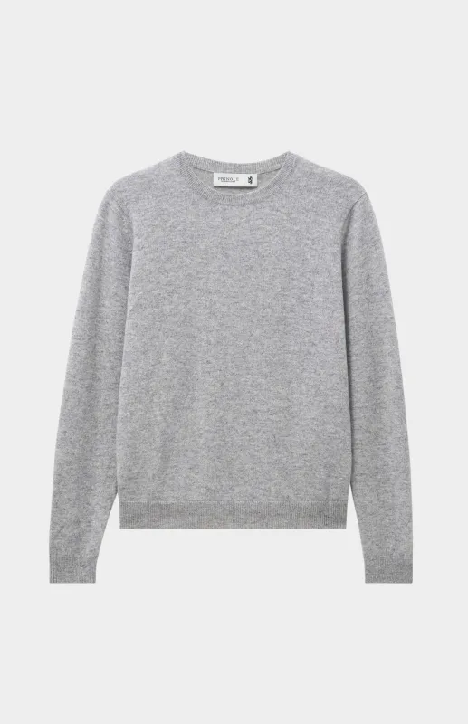 Womens Classic Round Neck Cashmere Jumper In Silver Melange made by Pringle