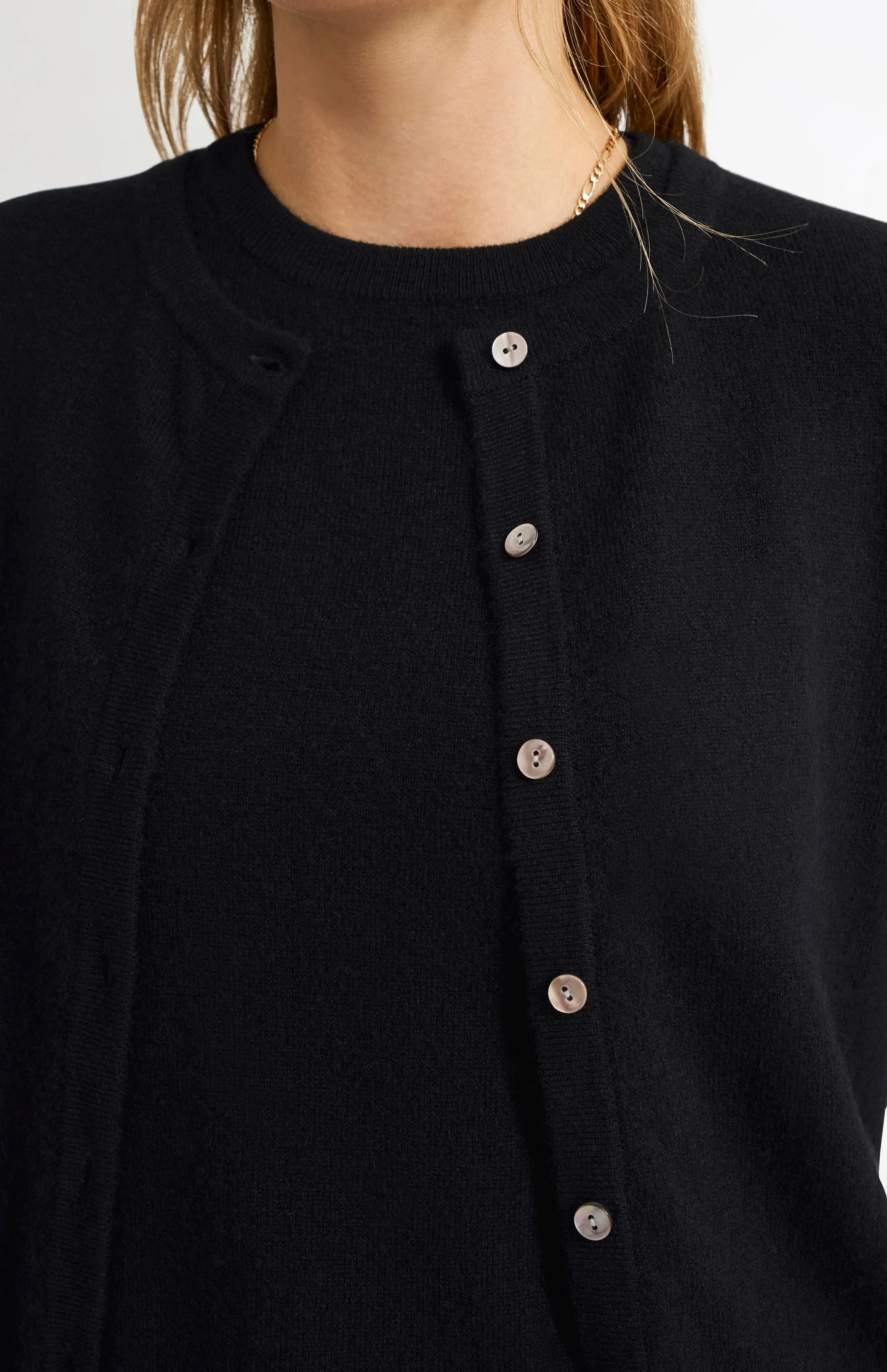 Womens Classic Round Neck Cashmere Cardigan In Black sold by Pringle of Scotland product image thumbnail 4