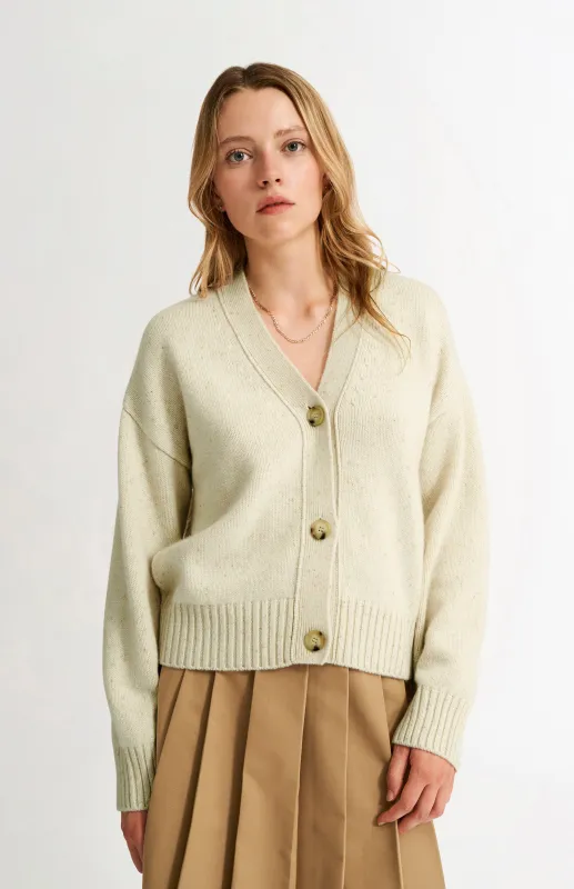 Womens Chunky Cashmere Cardigan In Ivory made by Pringle