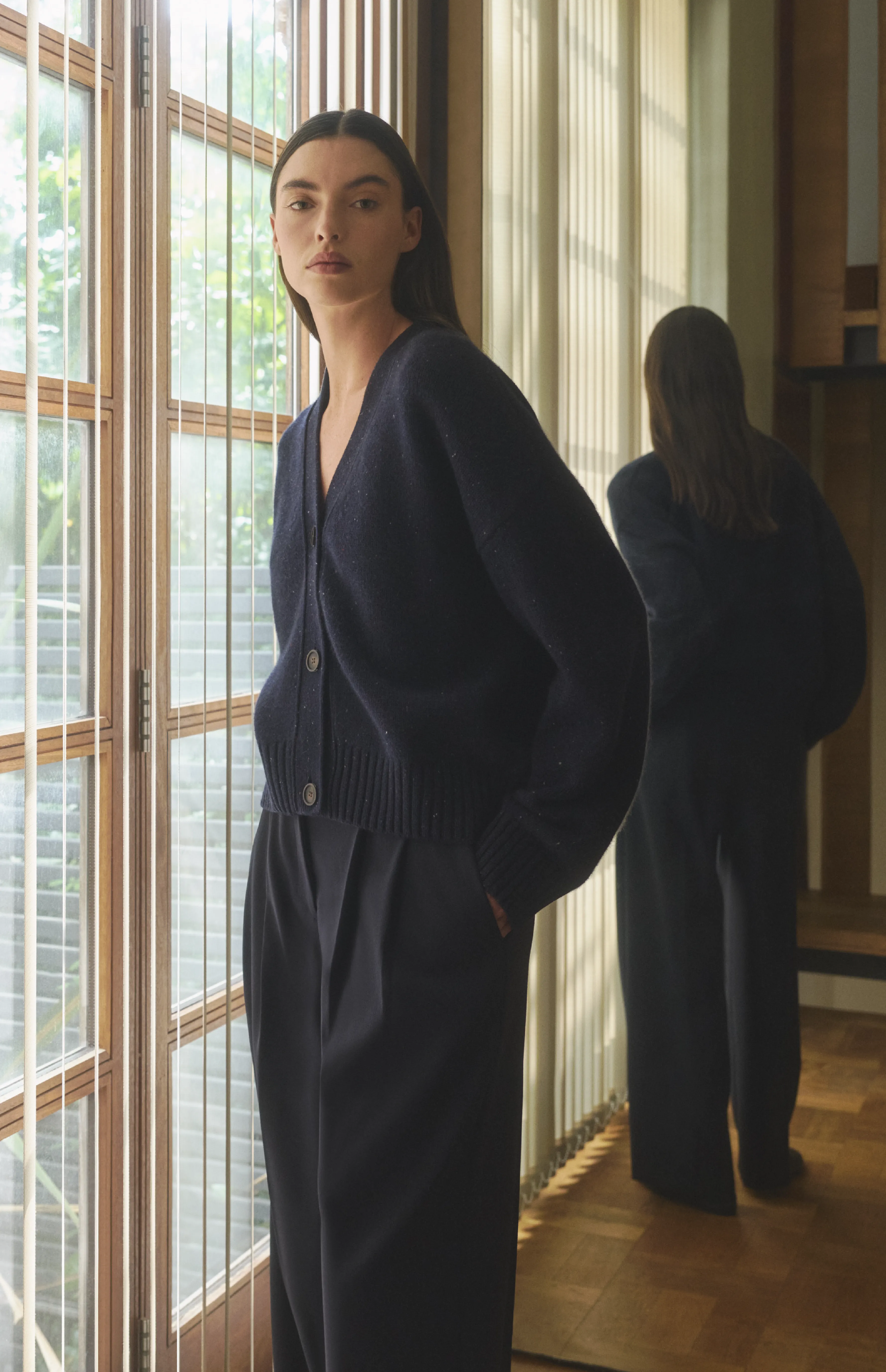 Womens Chunky Cashmere Cardigan In Indigo sold by Pringle of Scotland