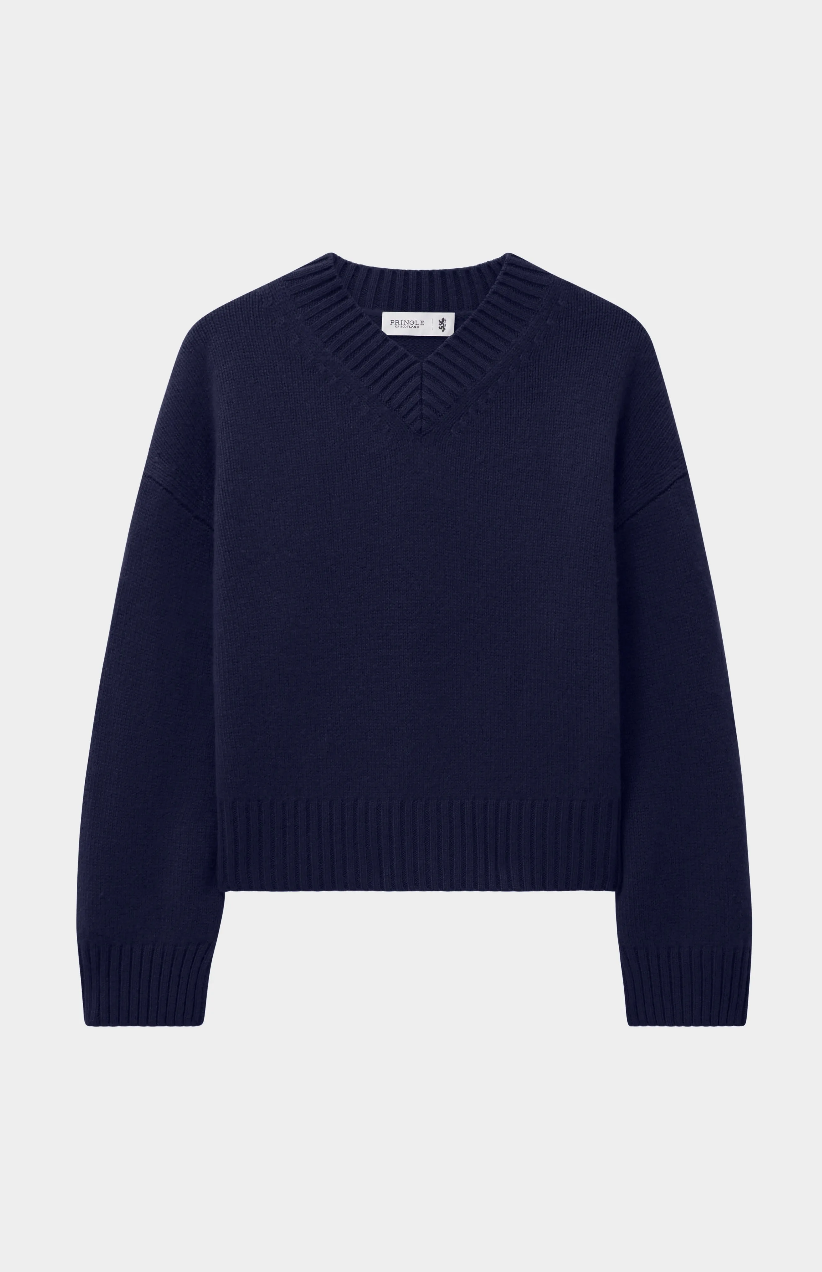 Womens V Neck Chunky Cashmere Jumper In Navy Melange sold by Pringle of Scotland product image thumbnail 2