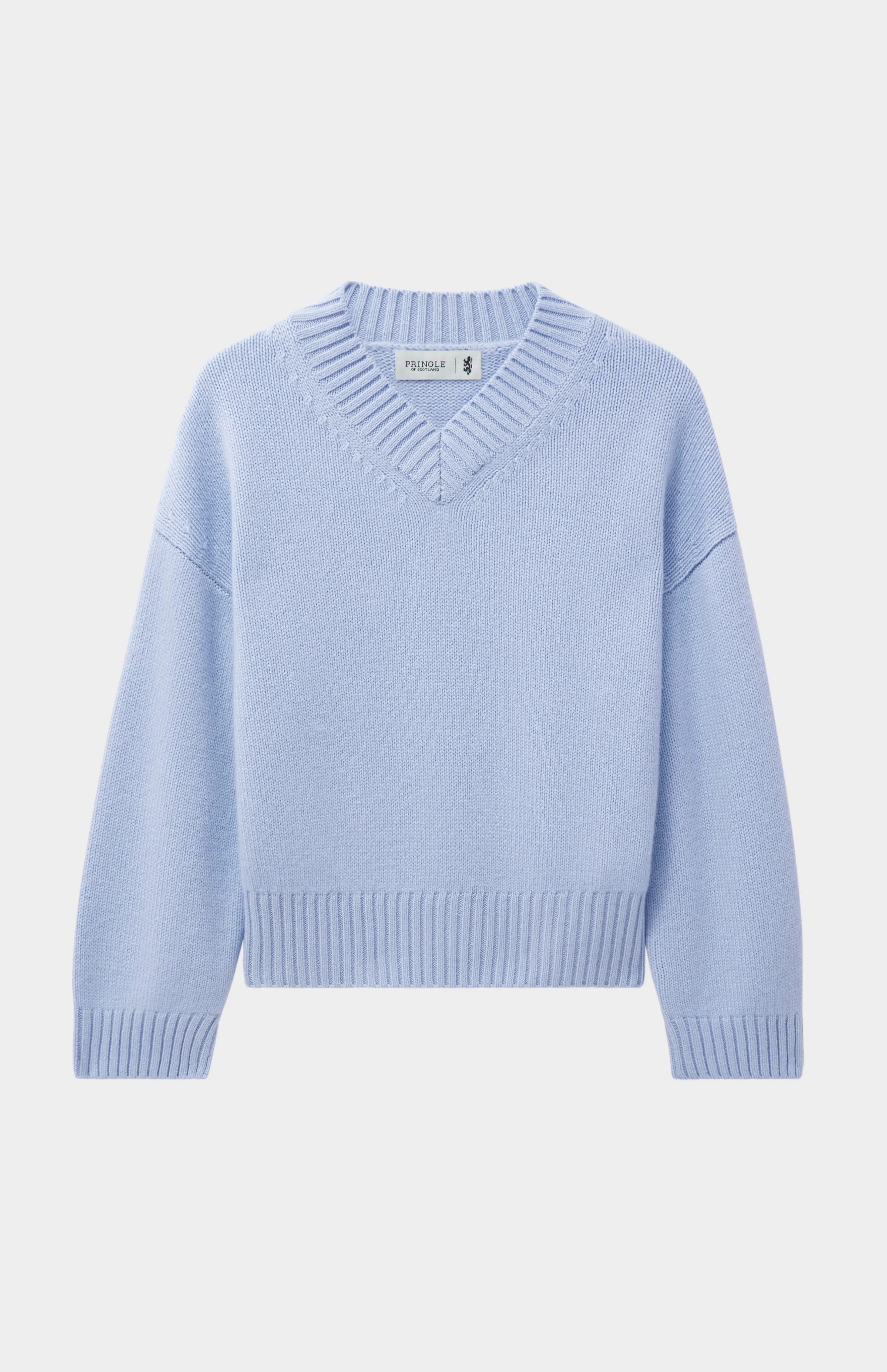 Womens V Neck Chunky Cashmere Jumper In Sky Blue sold by Pringle of Scotland product image thumbnail 2