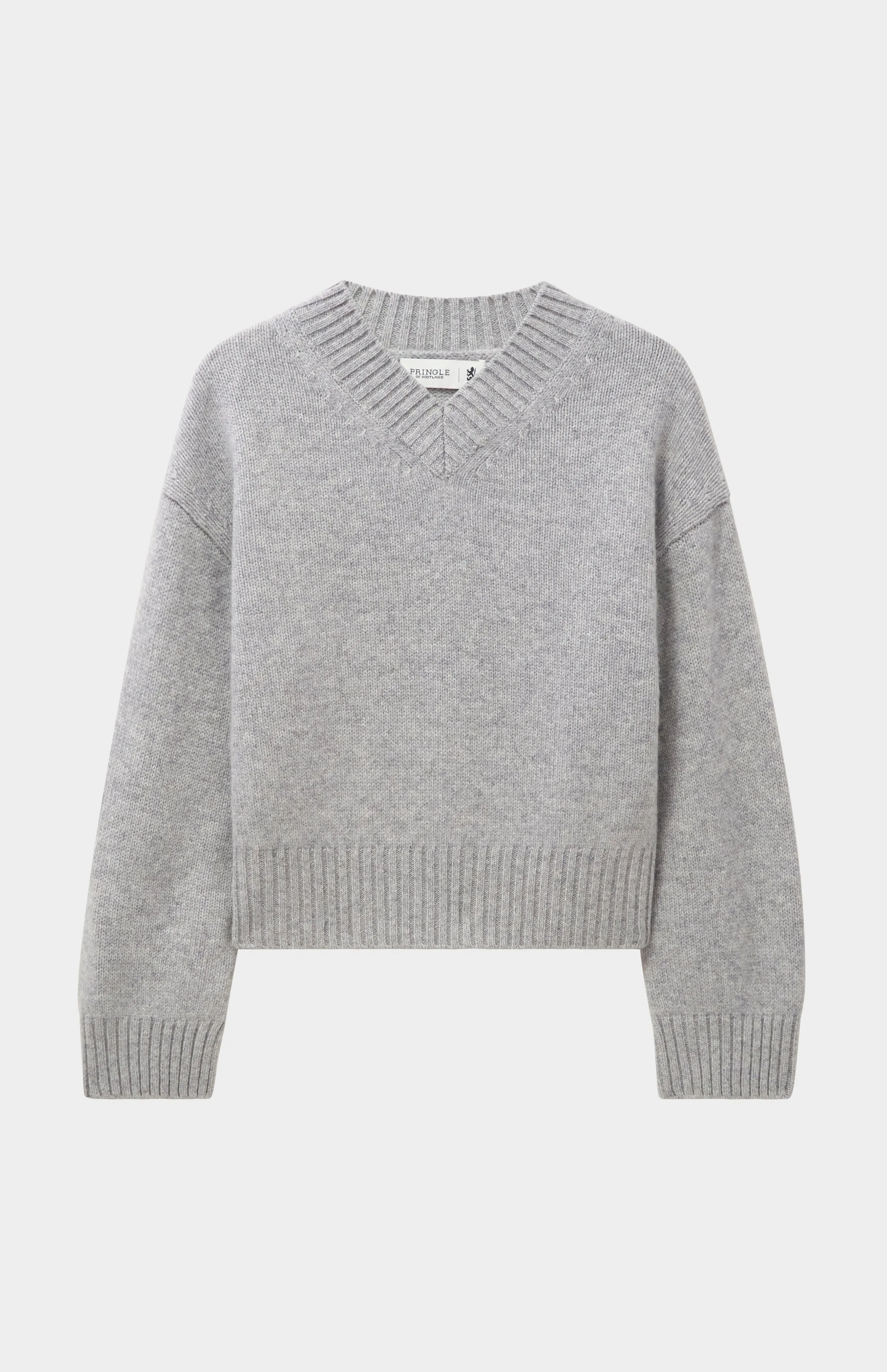 Womens V Neck Chunky Cashmere Jumper In Silver Melange sold by Pringle of Scotland product image thumbnail 2