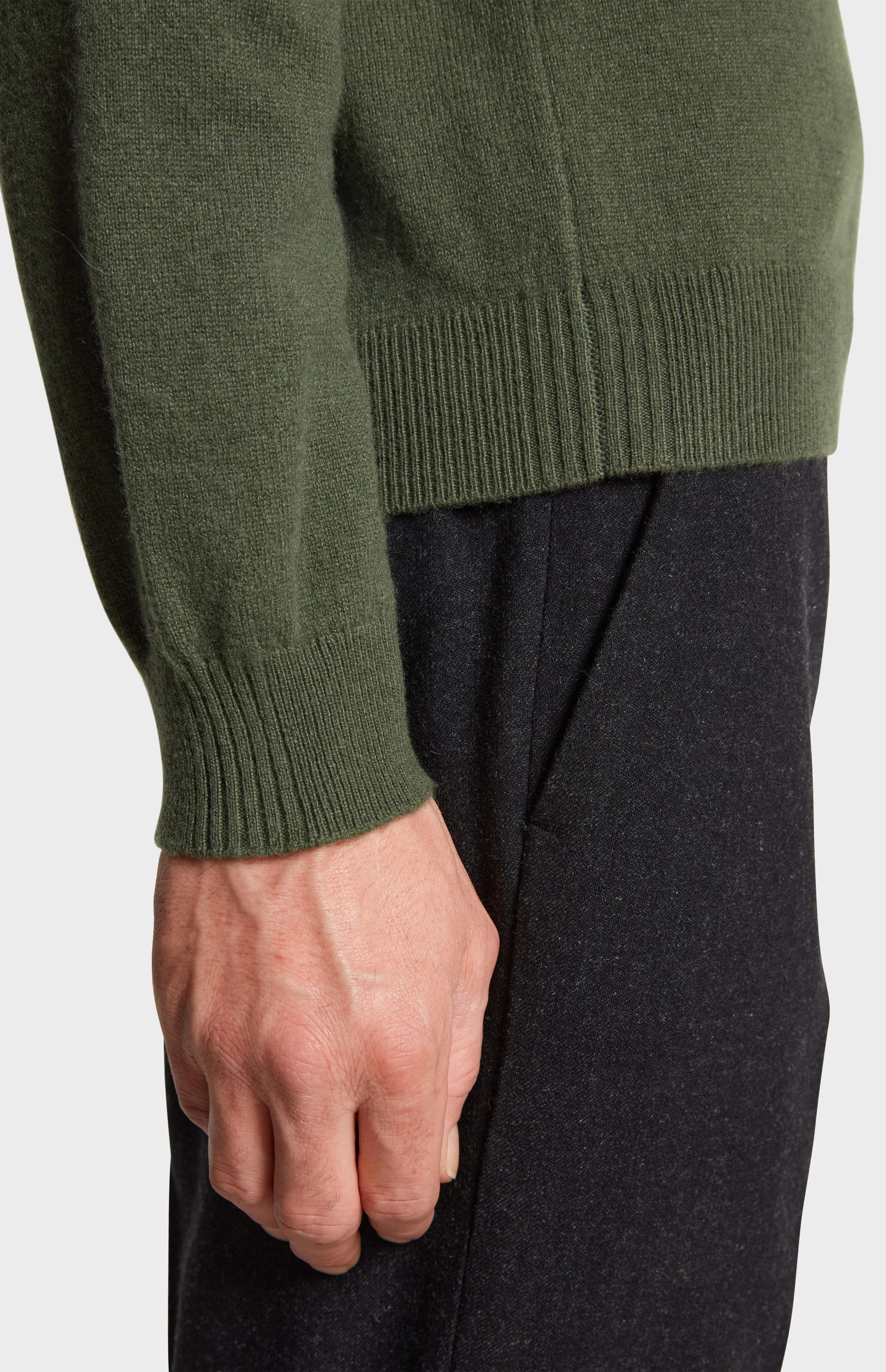 Men's Classic V Neck Cashmere Jumper In Evergreen sold by Pringle of Scotland product image thumbnail 4