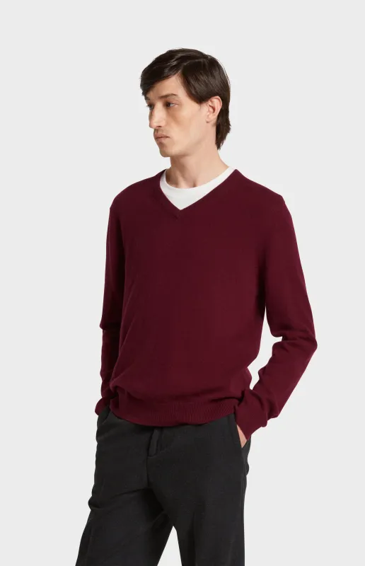 Men's Classic V Neck Cashmere Jumper In Burgundy sold by Pringle of Scotland