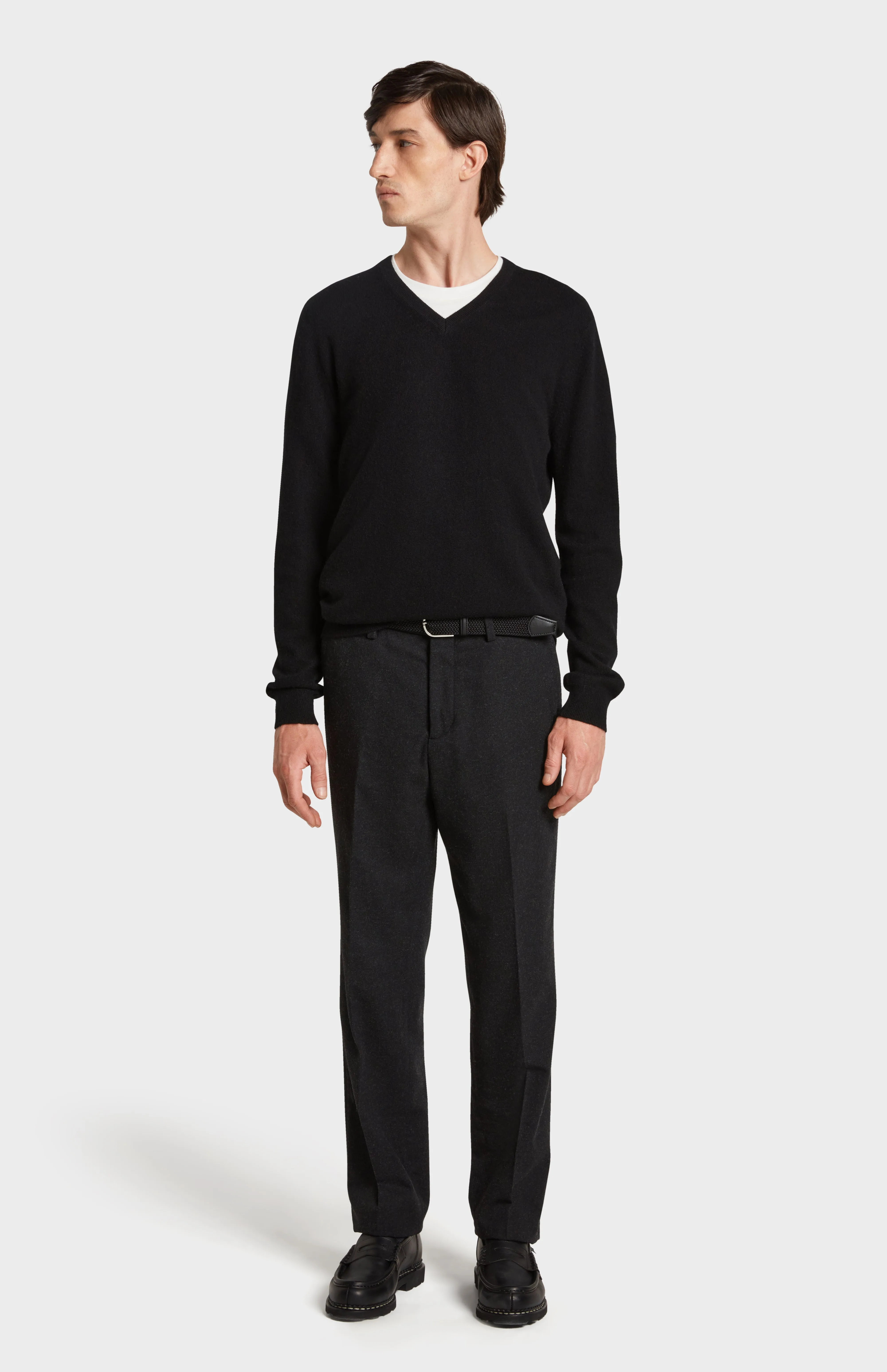 Men's Classic V Neck Cashmere Jumper In Black sold by Pringle of Scotland product image thumbnail 3