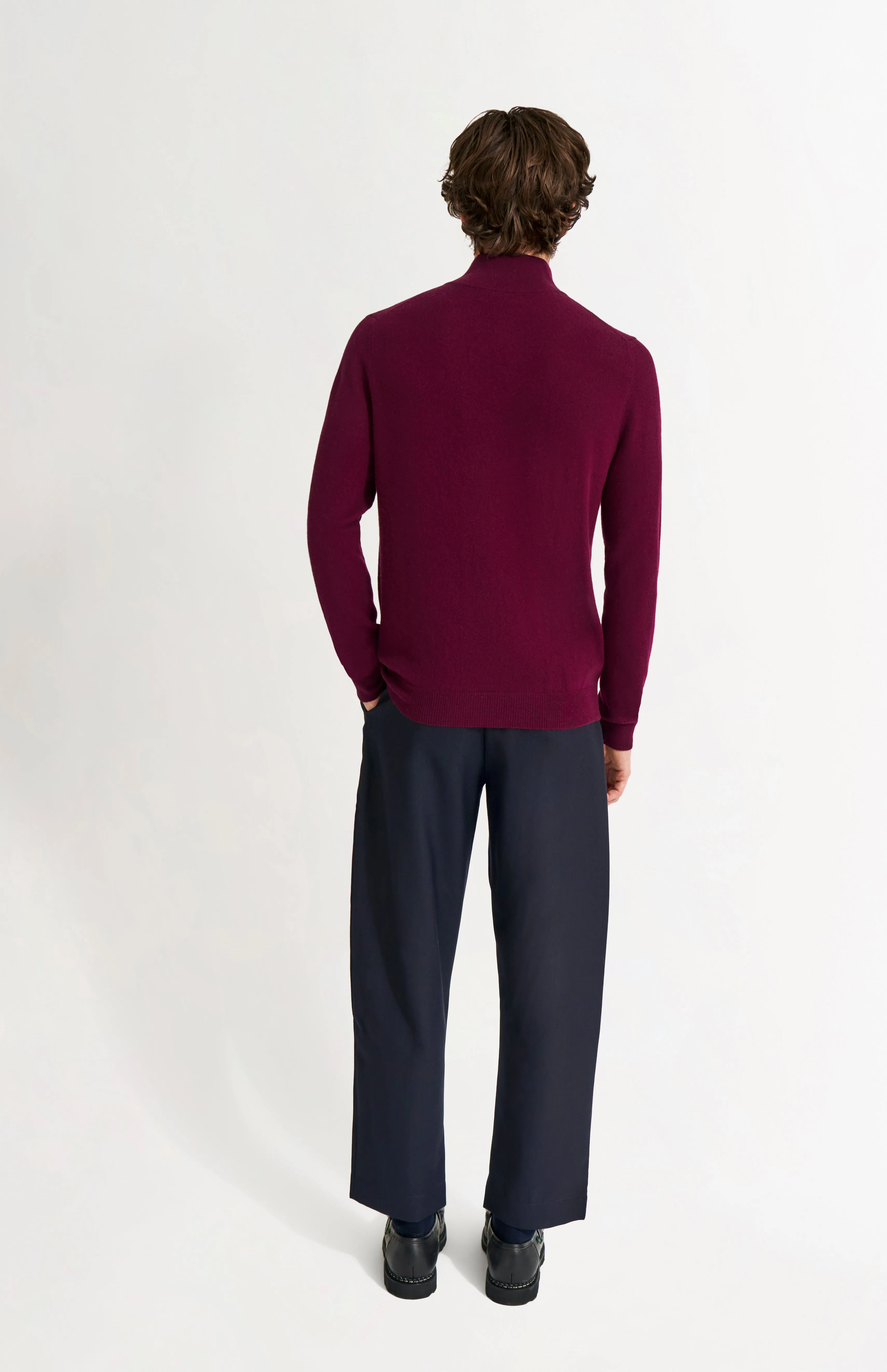 Men's Qtr Zip Cashmere Classic Jumper In Burgundy sold by Pringle of Scotland product image thumbnail 5