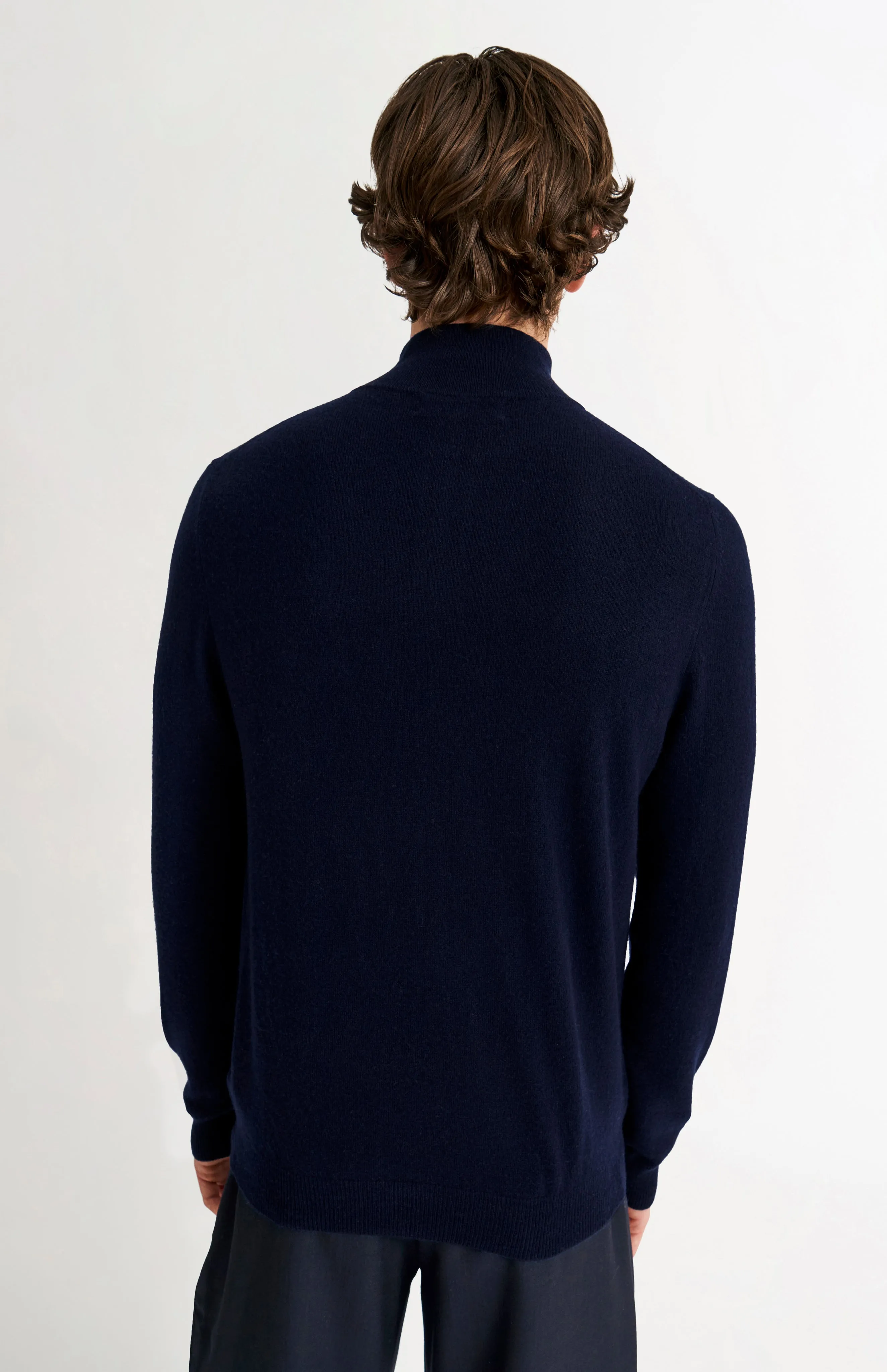 Men's Qtr Zip Cashmere Classic Jumper In Navy Melange sold by Pringle of Scotland product image thumbnail 5