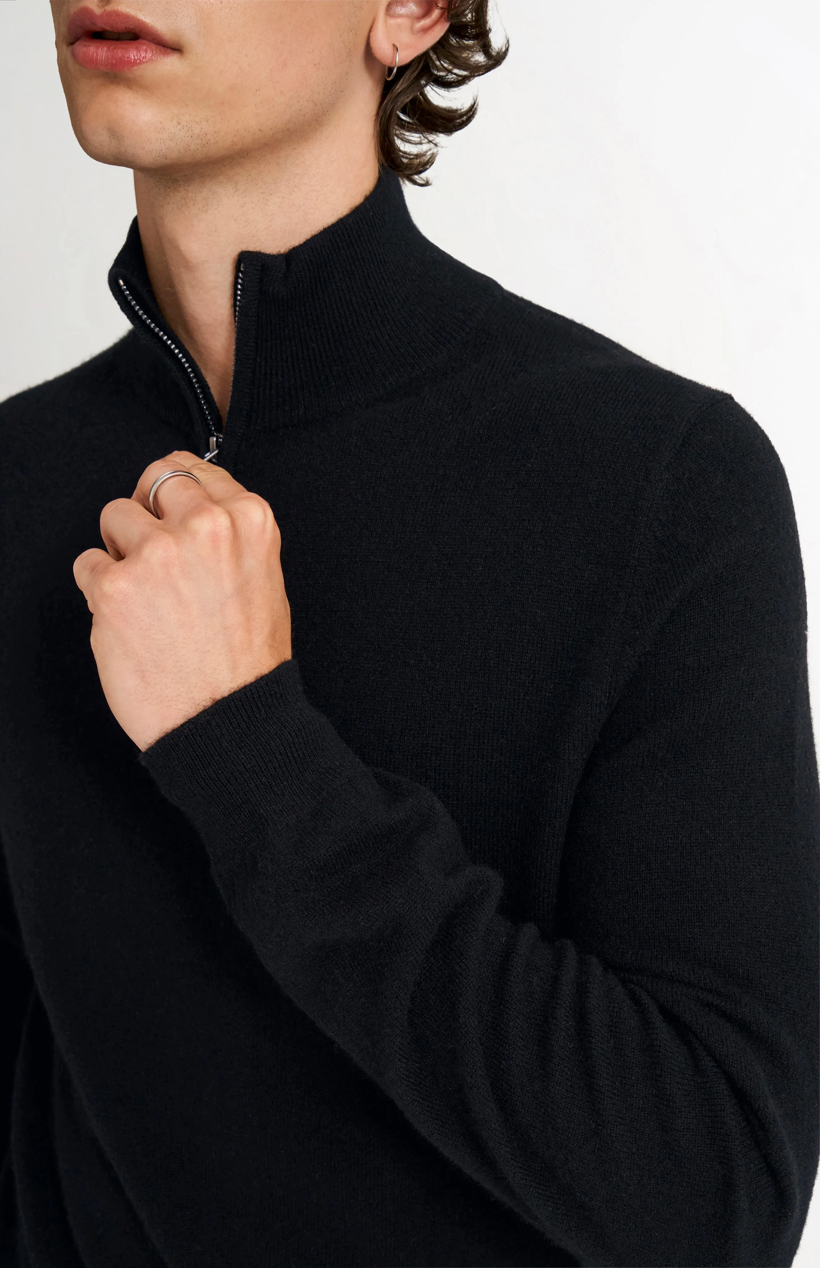 Men's Qtr Zip Cashmere Classic Jumper In Black sold by Pringle of Scotland product image thumbnail 4