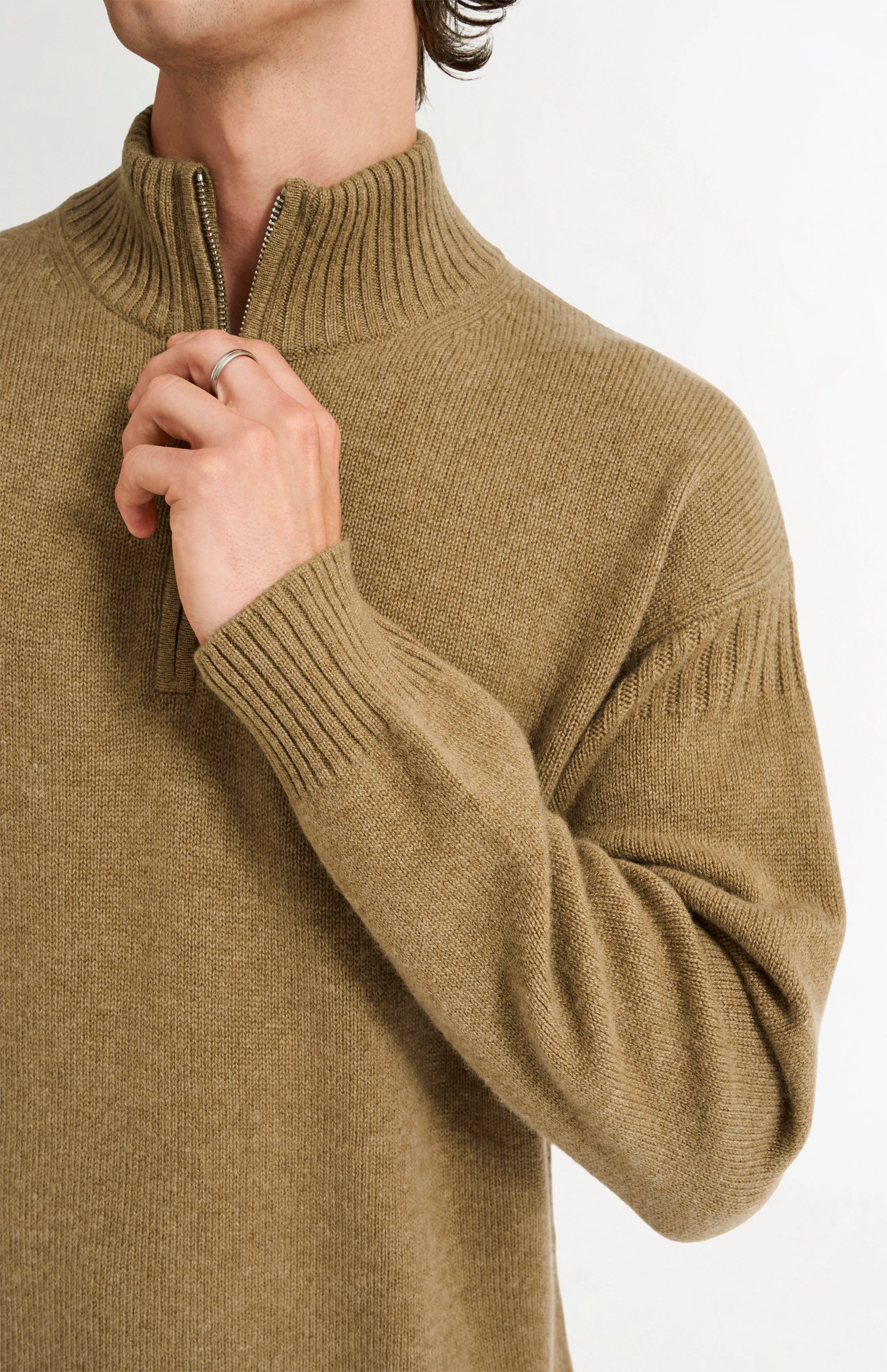Men's Zip Neck Cashmere Jumper In Natural sold by Pringle of Scotland product image thumbnail 4