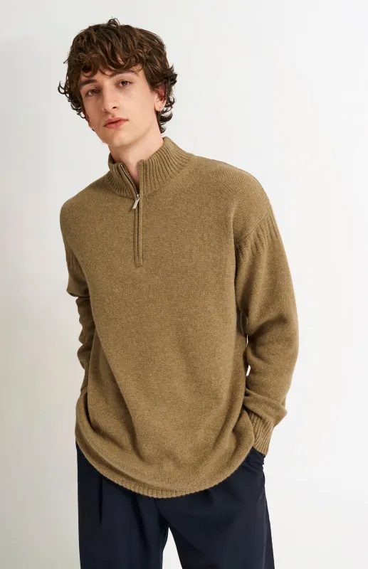Men's Zip Neck Cashmere Jumper In Natural sold by Pringle of Scotland