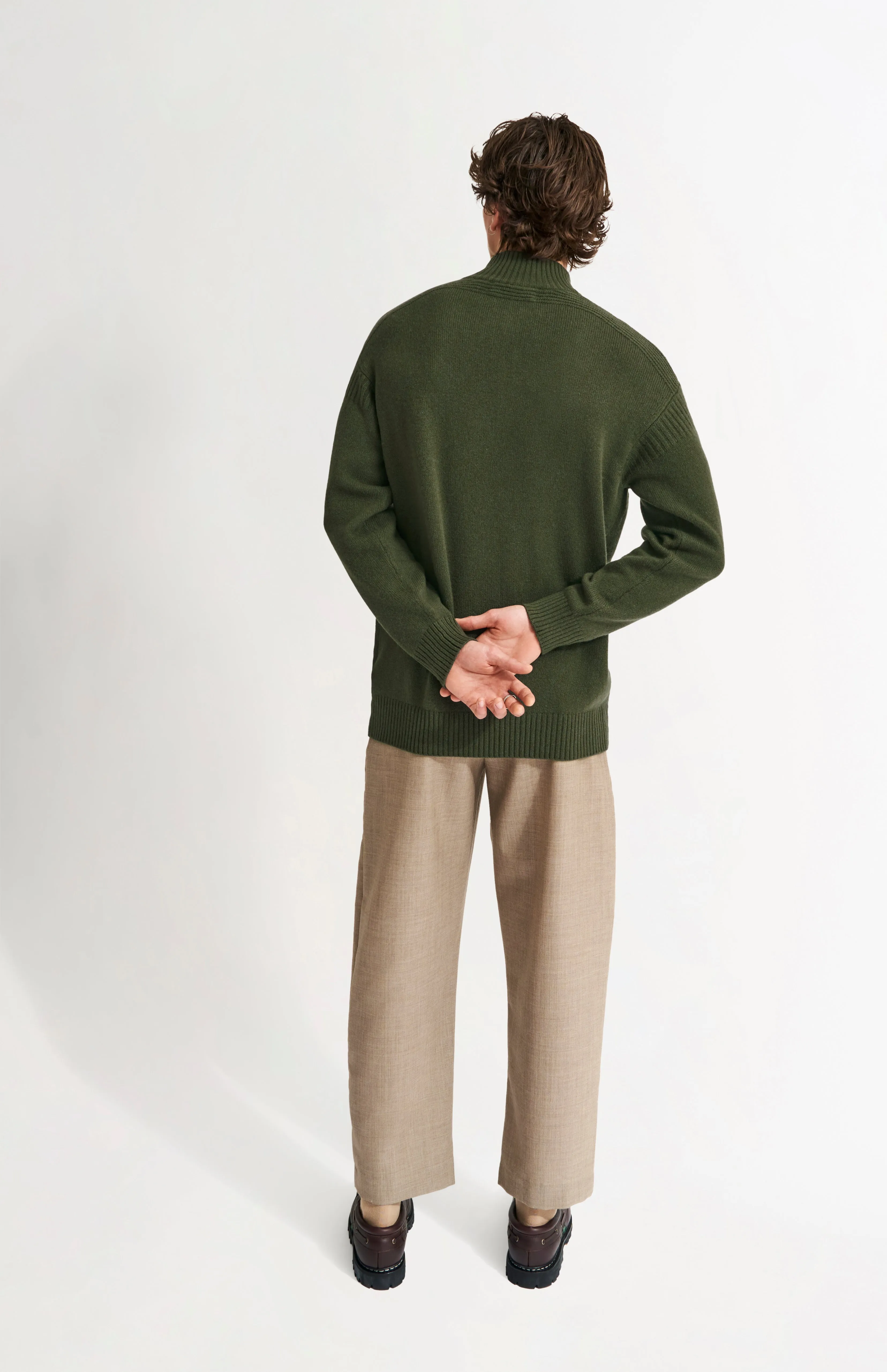 Men's Zip Neck Cashmere Jumper In Evergreen sold by Pringle of Scotland product image thumbnail 5