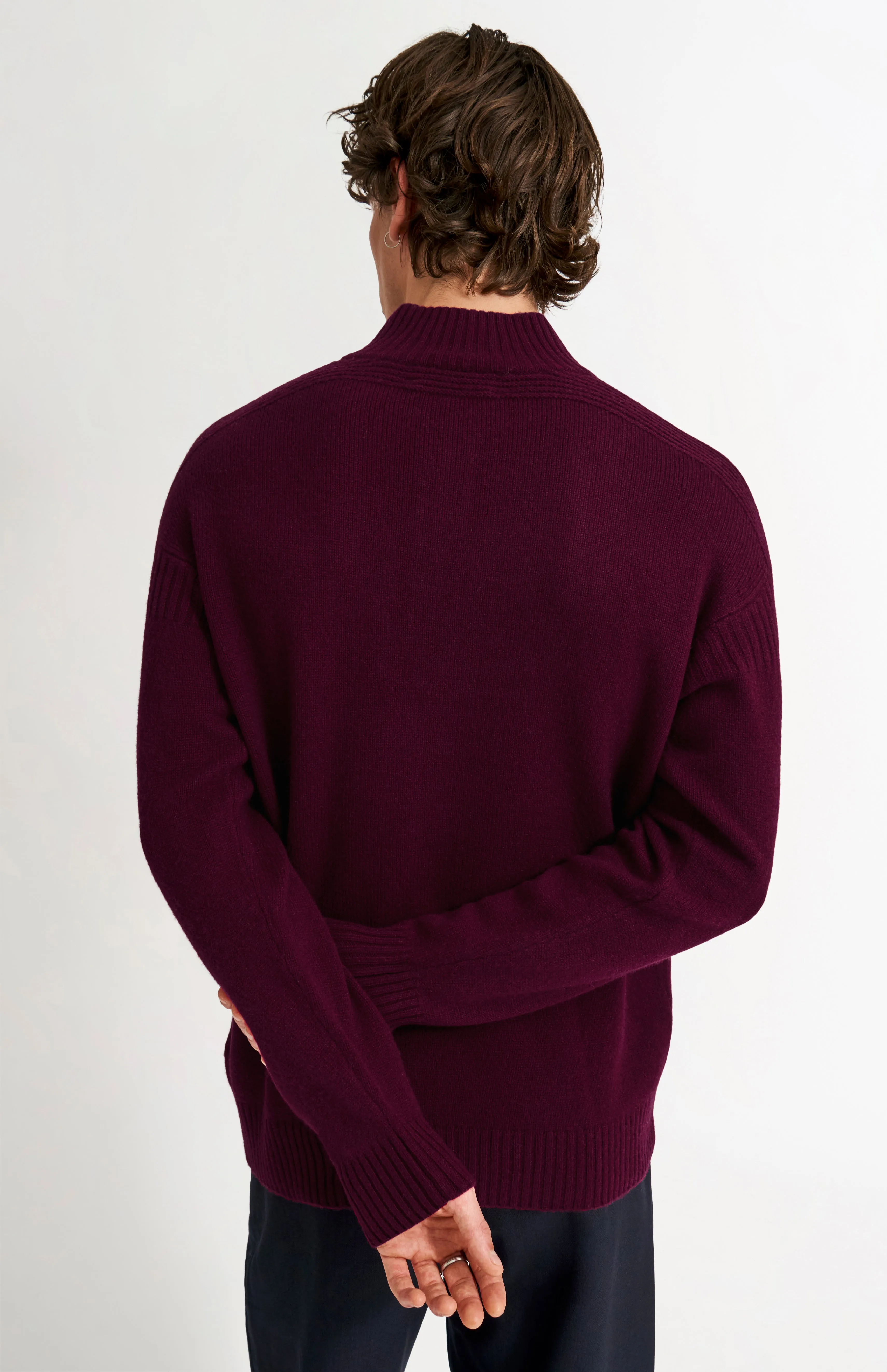 Men's Zip Neck Cashmere Jumper In Burgundy sold by Pringle of Scotland product image thumbnail 5
