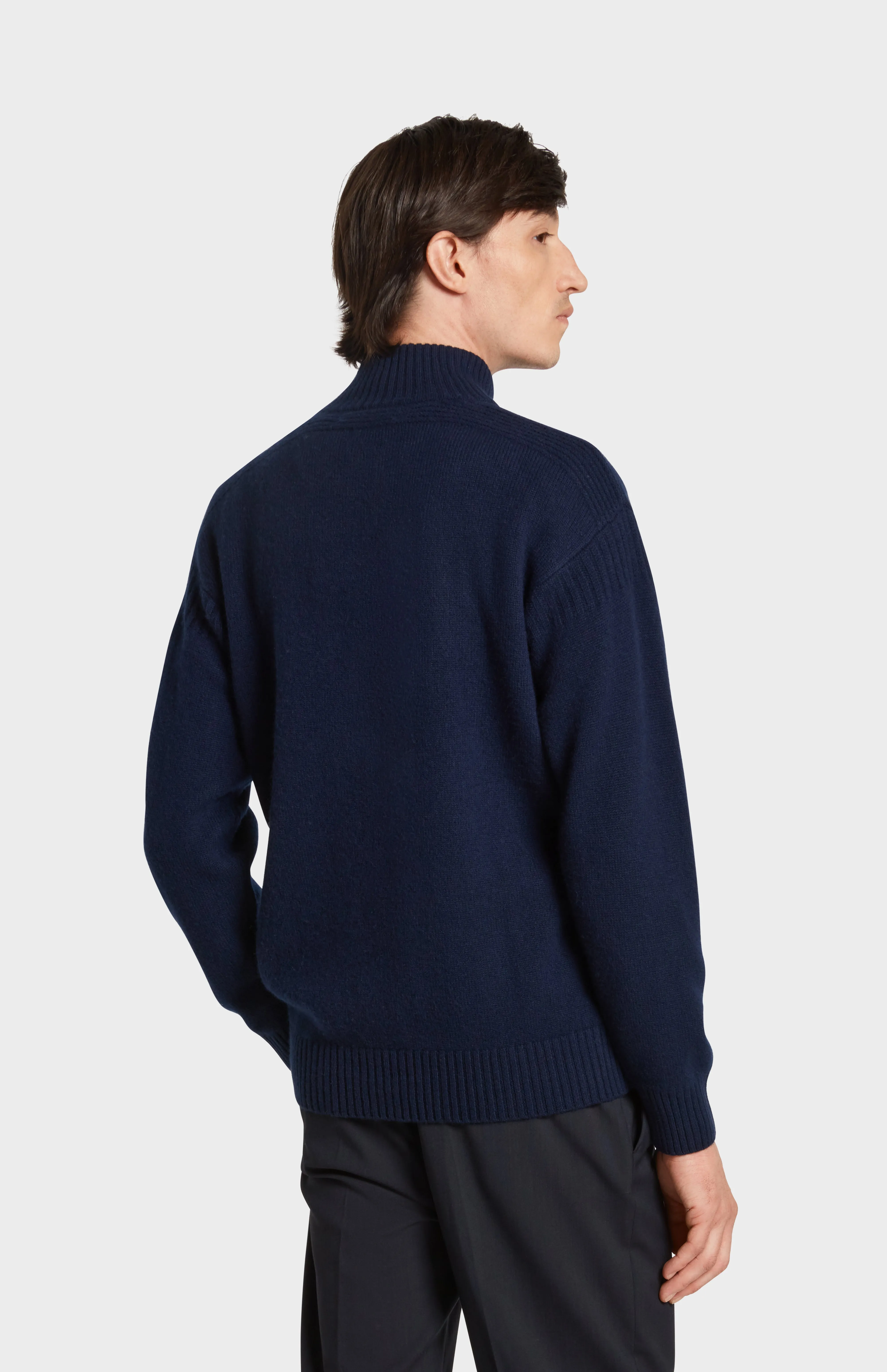 Men's Zip Neck Cashmere Jumper In Navy Melange sold by Pringle of Scotland product image thumbnail 5