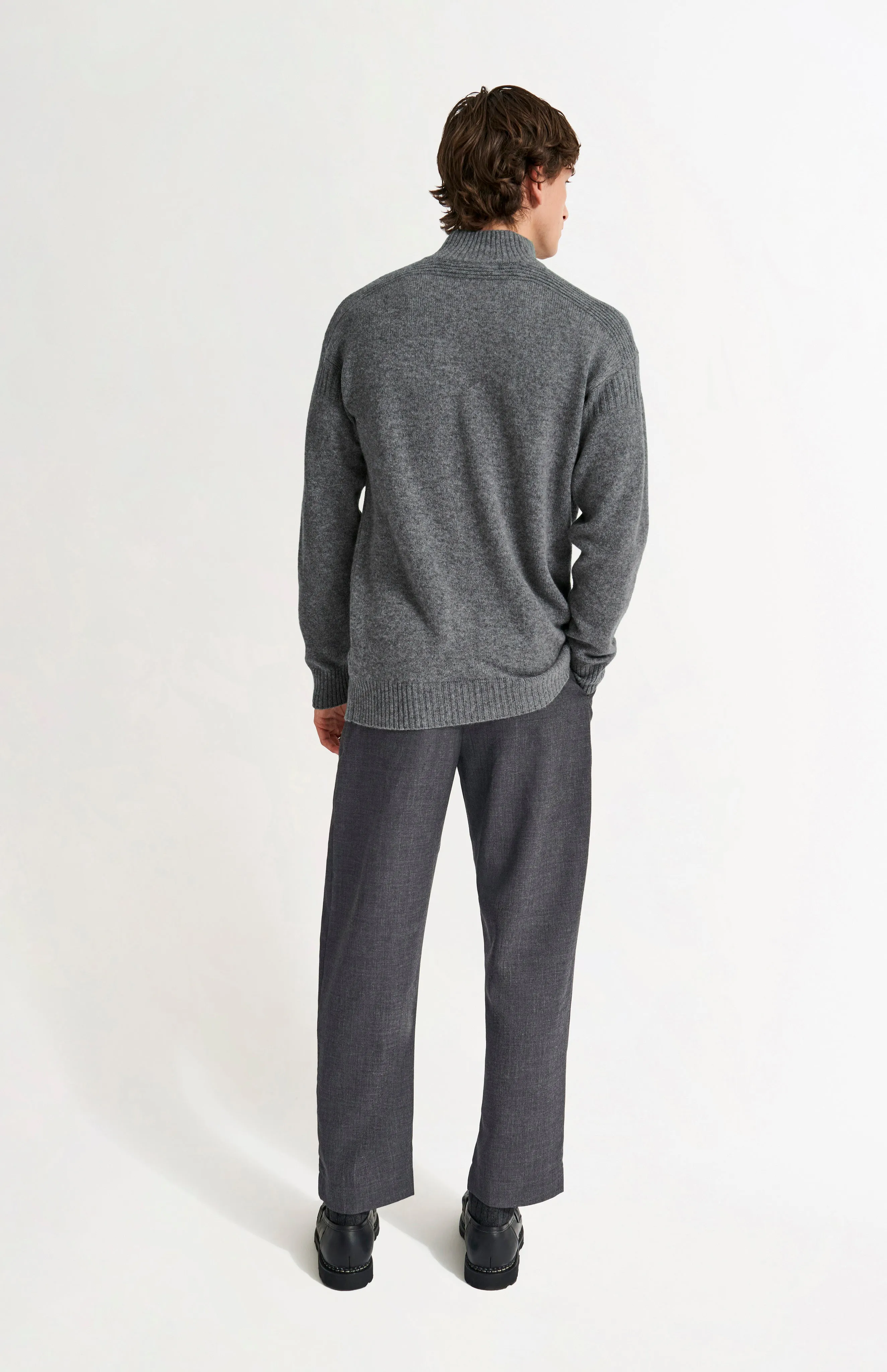 Men's Zip Neck Cashmere Jumper In Grey Melange sold by Pringle of Scotland product image thumbnail 5