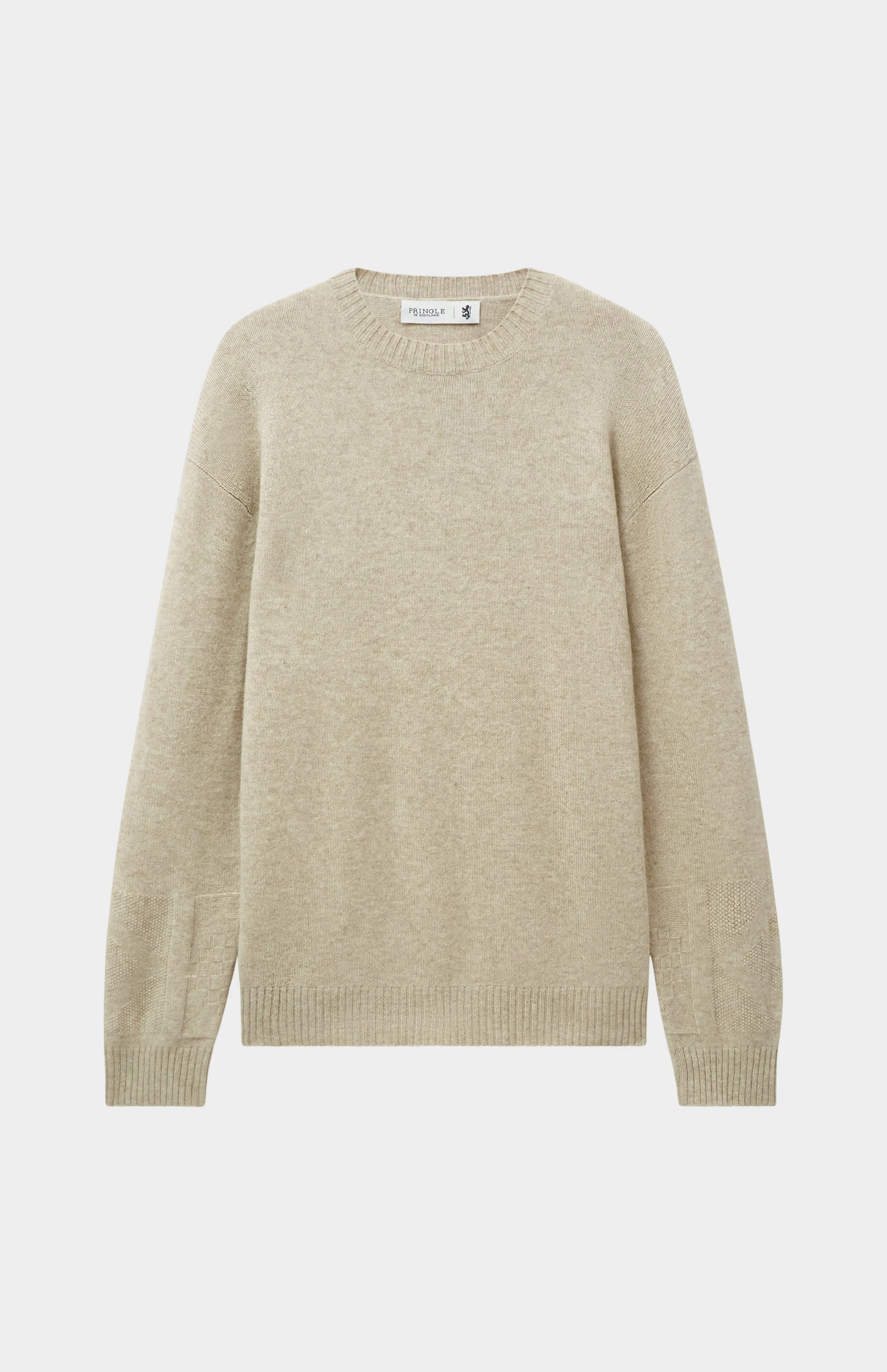 Men's Round Neck Cashmere Jumper In Oatmeal sold by Pringle of Scotland product image thumbnail 2