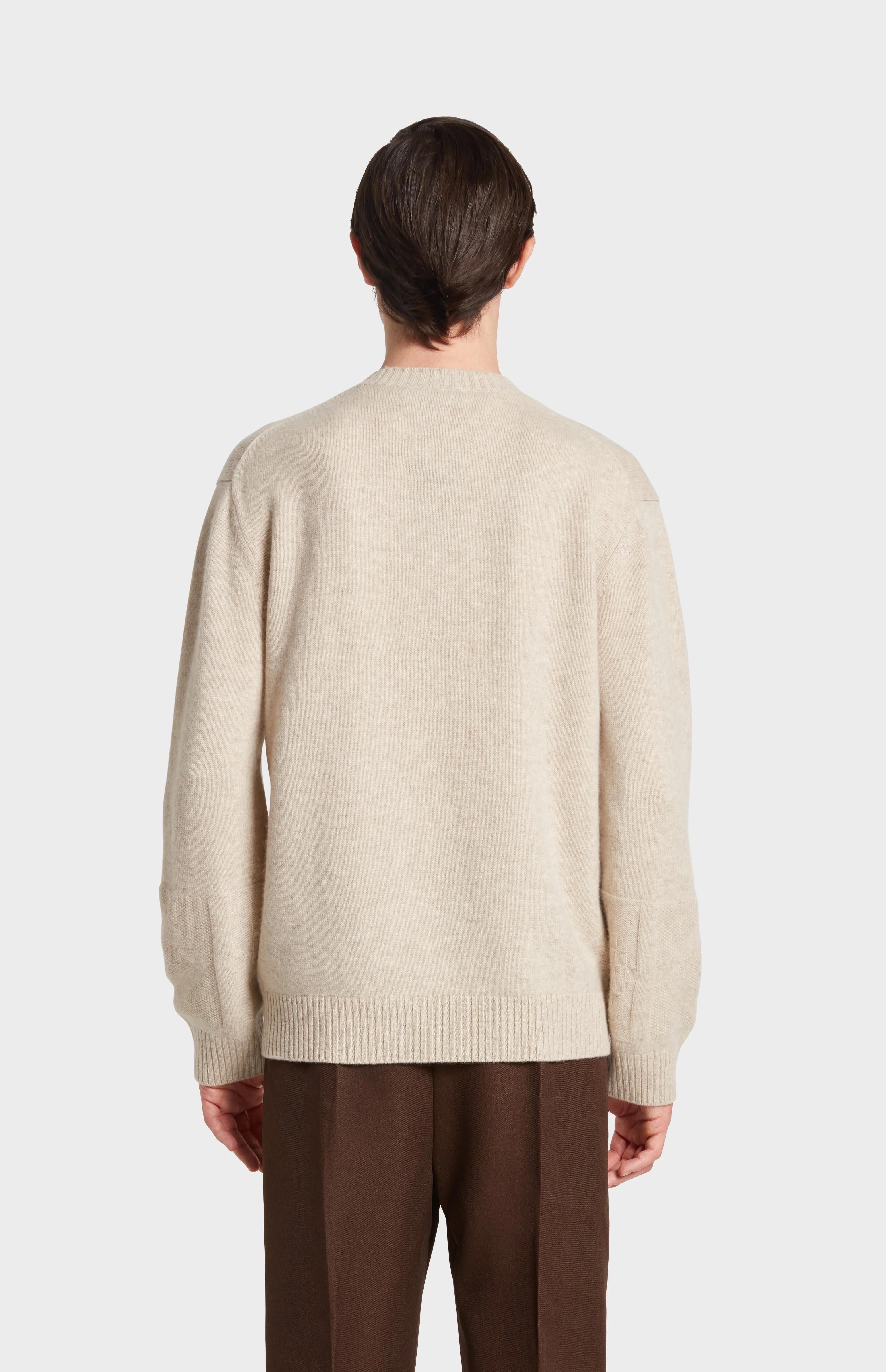 Men's Round Neck Cashmere Jumper In Oatmeal sold by Pringle of Scotland product image thumbnail 5