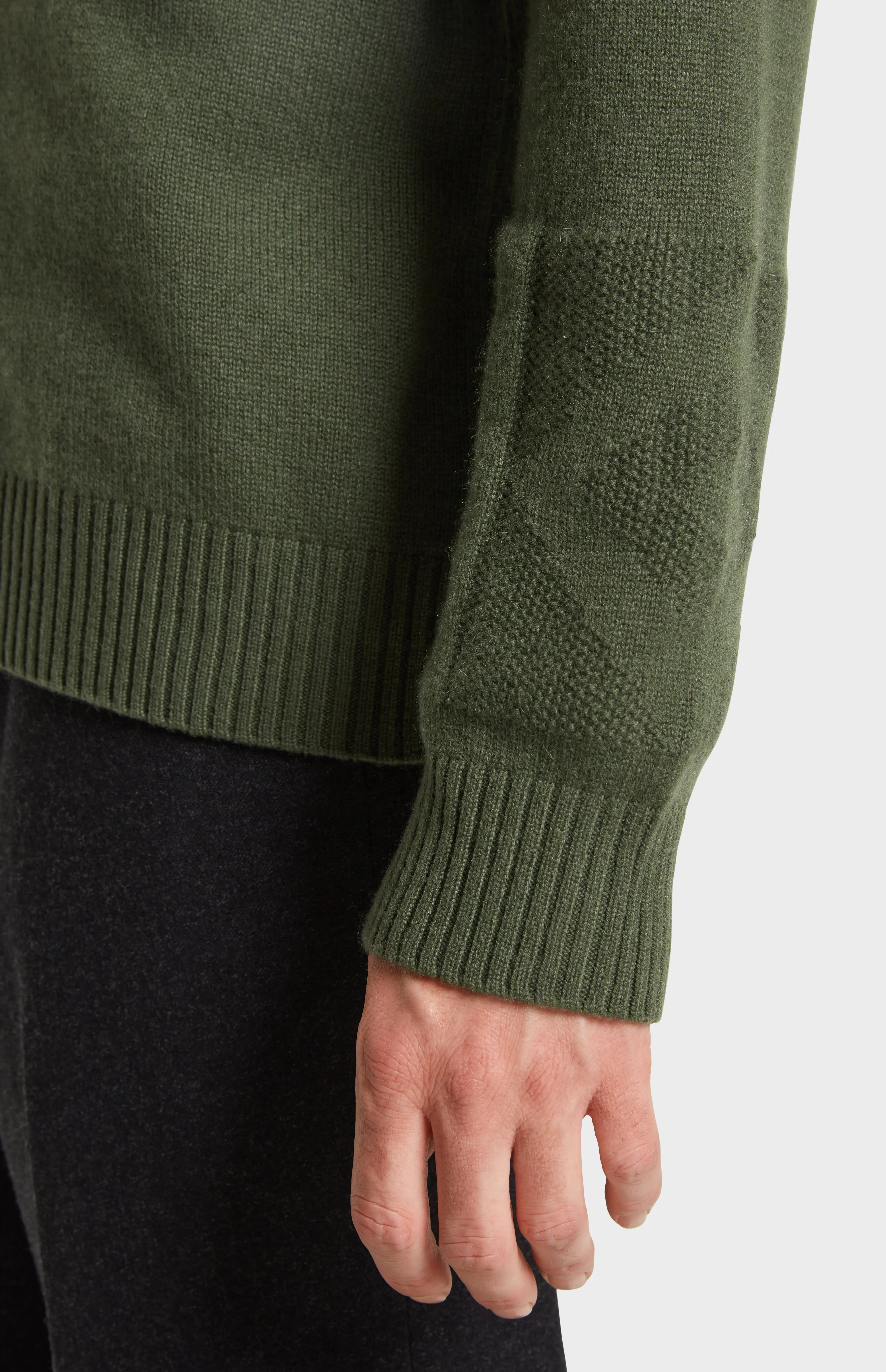 Men's Round Neck Cashmere Jumper In Evergreen sold by Pringle of Scotland product image thumbnail 4
