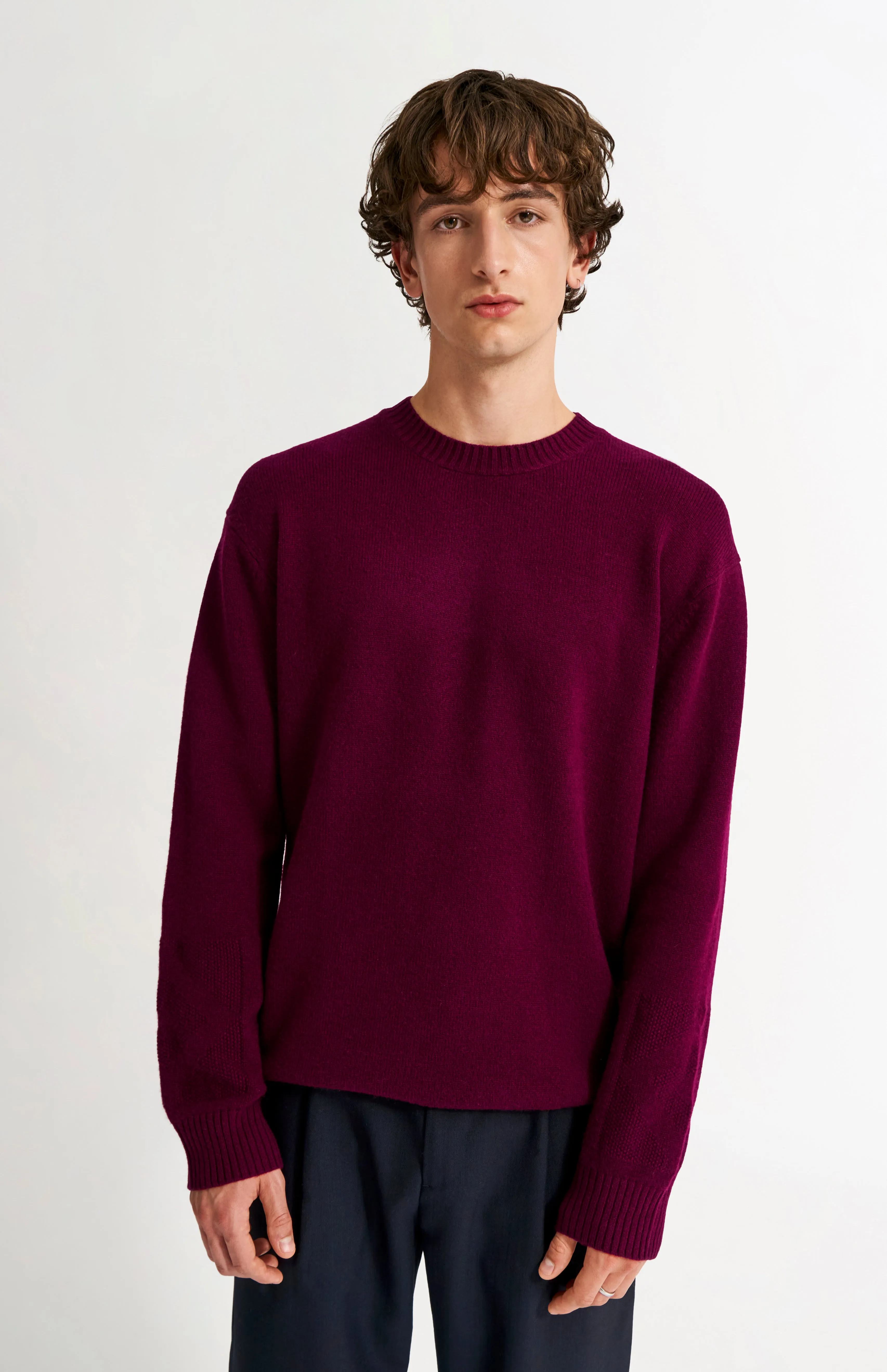 Men's Round Neck Cashmere Jumper In Burgundy sold by Pringle of Scotland