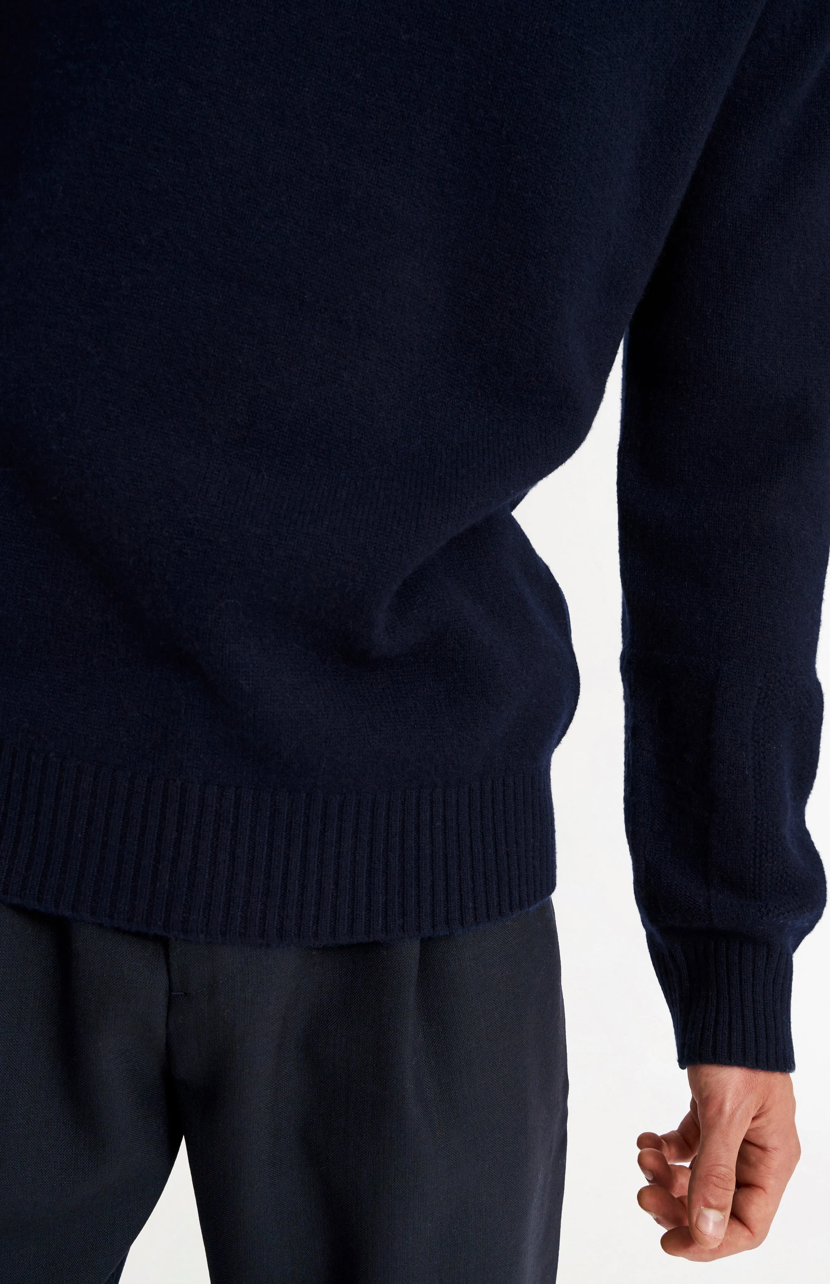 Men's Round Neck Cashmere Jumper In Navy Melange sold by Pringle of Scotland product image thumbnail 4