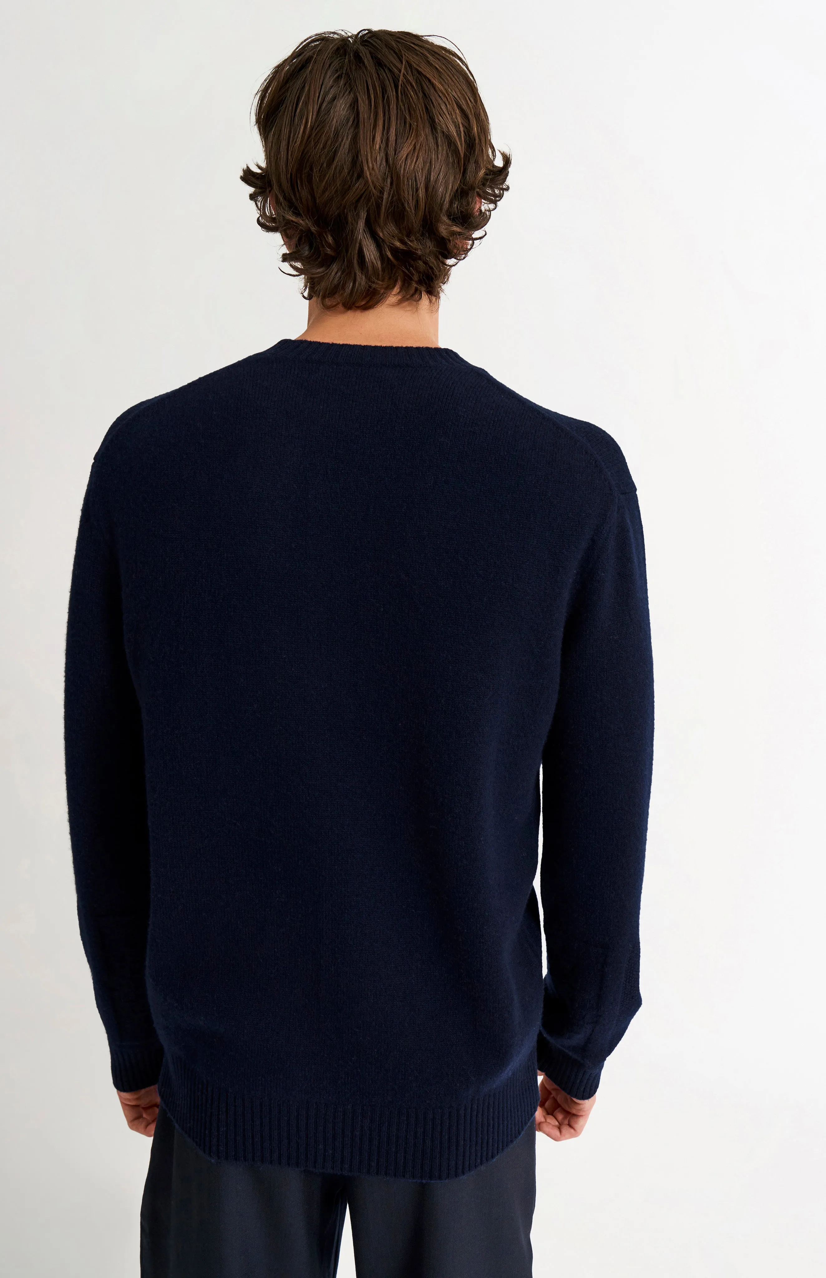 Men's Round Neck Cashmere Jumper In Navy Melange sold by Pringle of Scotland product image thumbnail 5