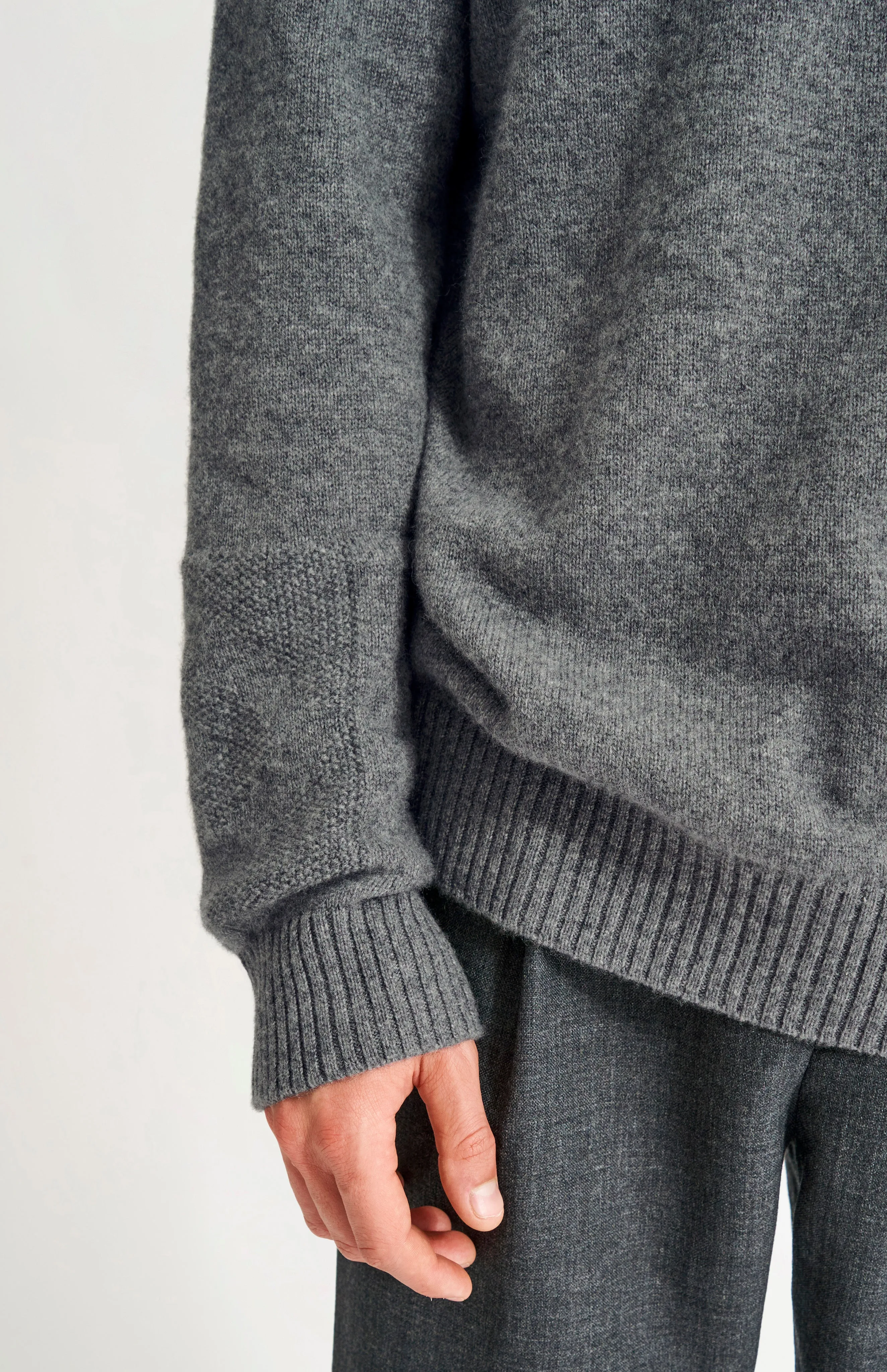 Men's Round Neck Cashmere Jumper In Grey Melange sold by Pringle of Scotland product image thumbnail 4