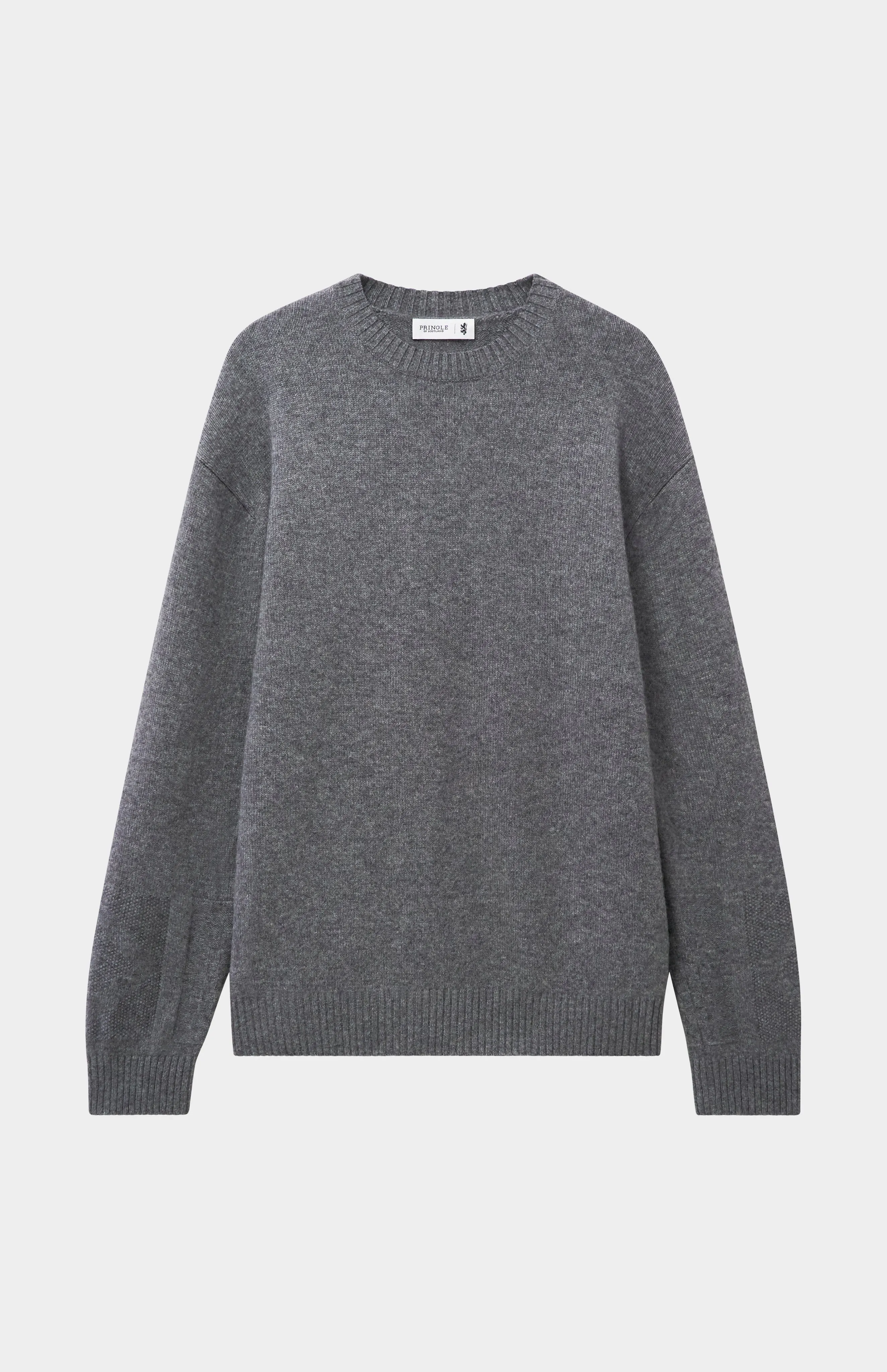 Men's Round Neck Cashmere Jumper In Grey Melange sold by Pringle of Scotland product image thumbnail 2