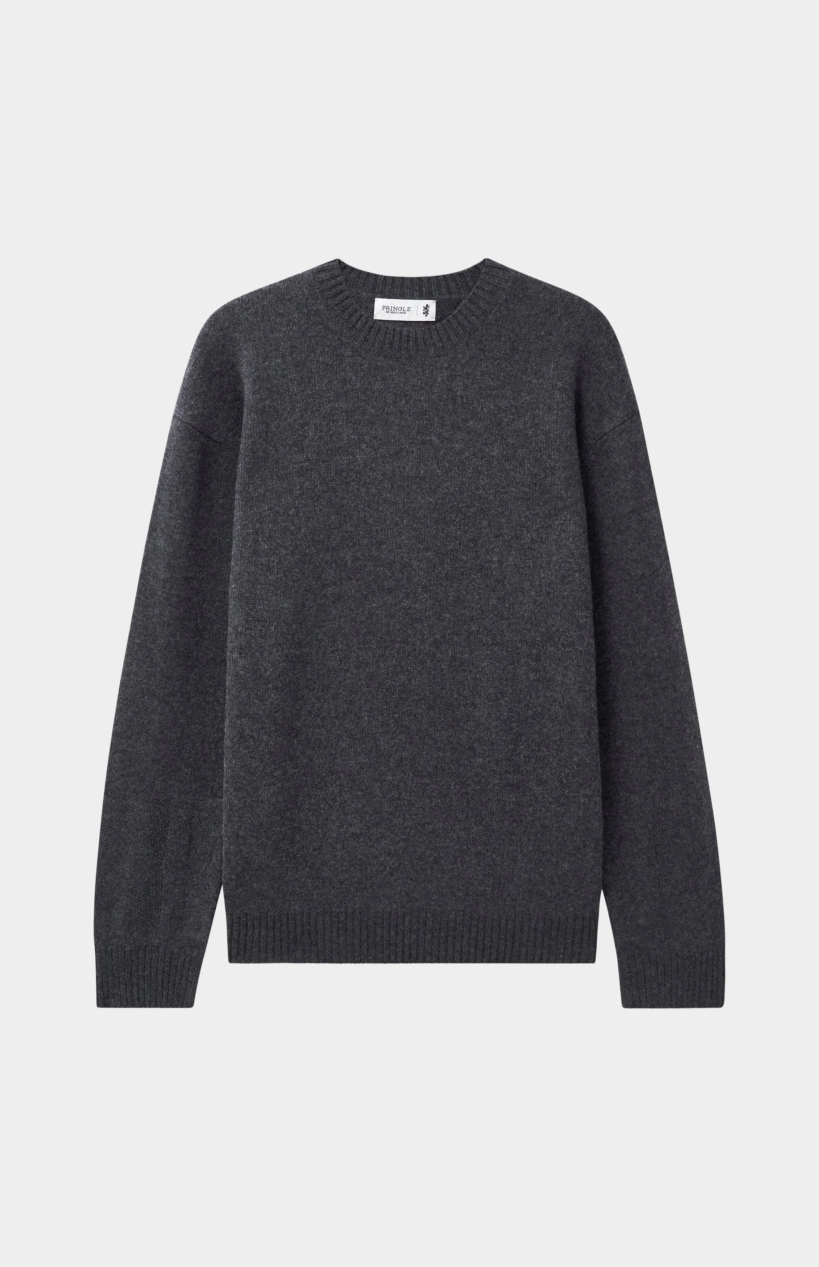 Men's Round Neck Cashmere Jumper In Charcoal sold by Pringle of Scotland product image thumbnail 2