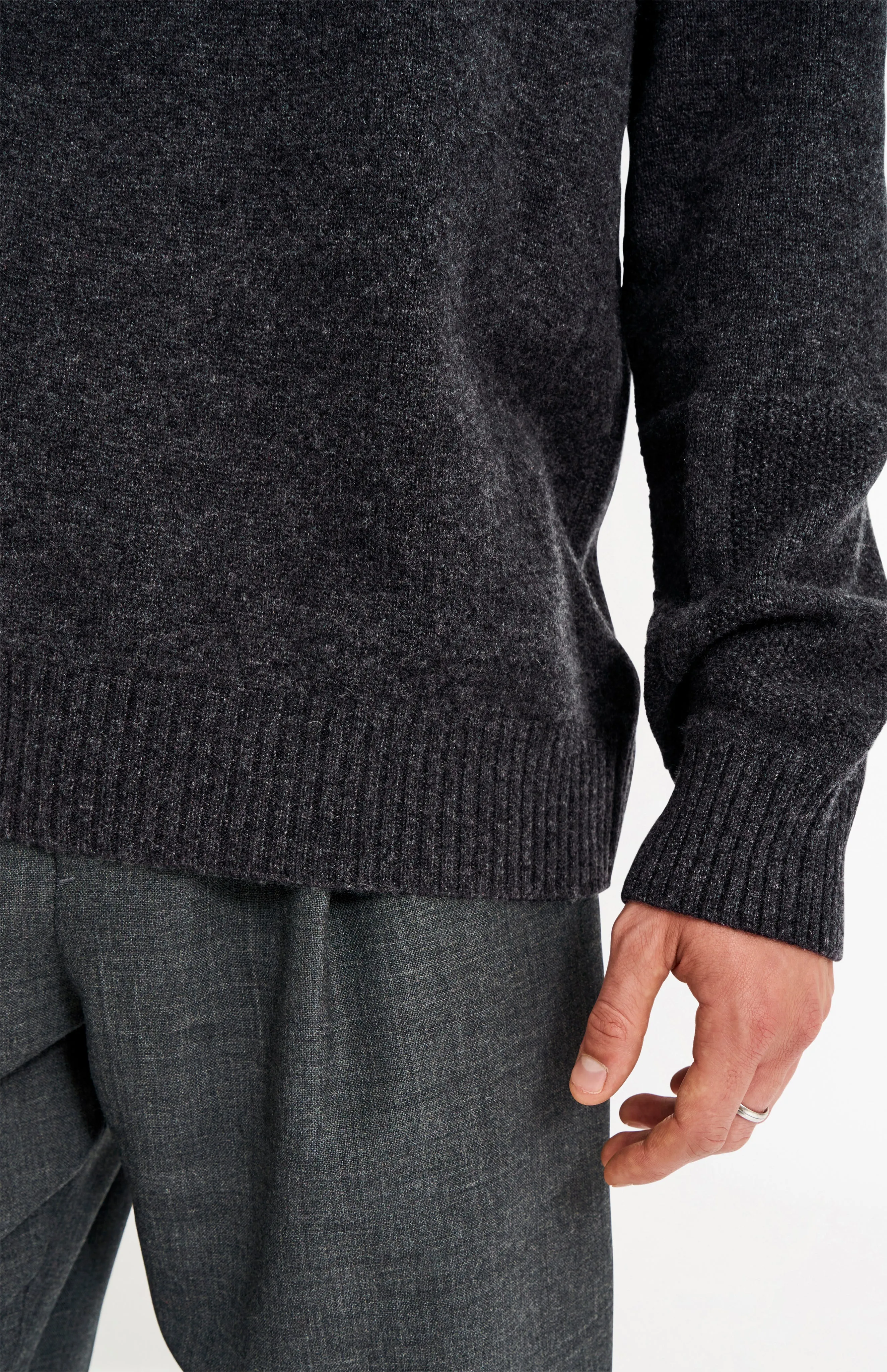 Men's Round Neck Cashmere Jumper In Charcoal sold by Pringle of Scotland product image thumbnail 4