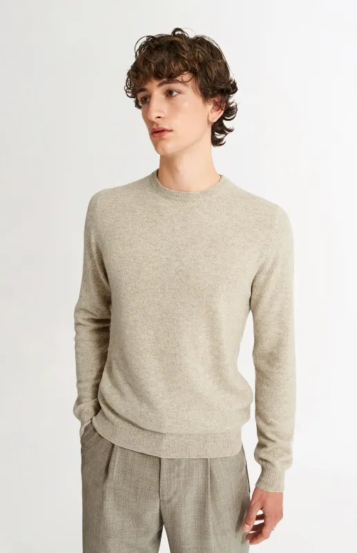 Men's Classic Round Neck Cashmere Jumper In Oatmeal sold by Pringle of Scotland