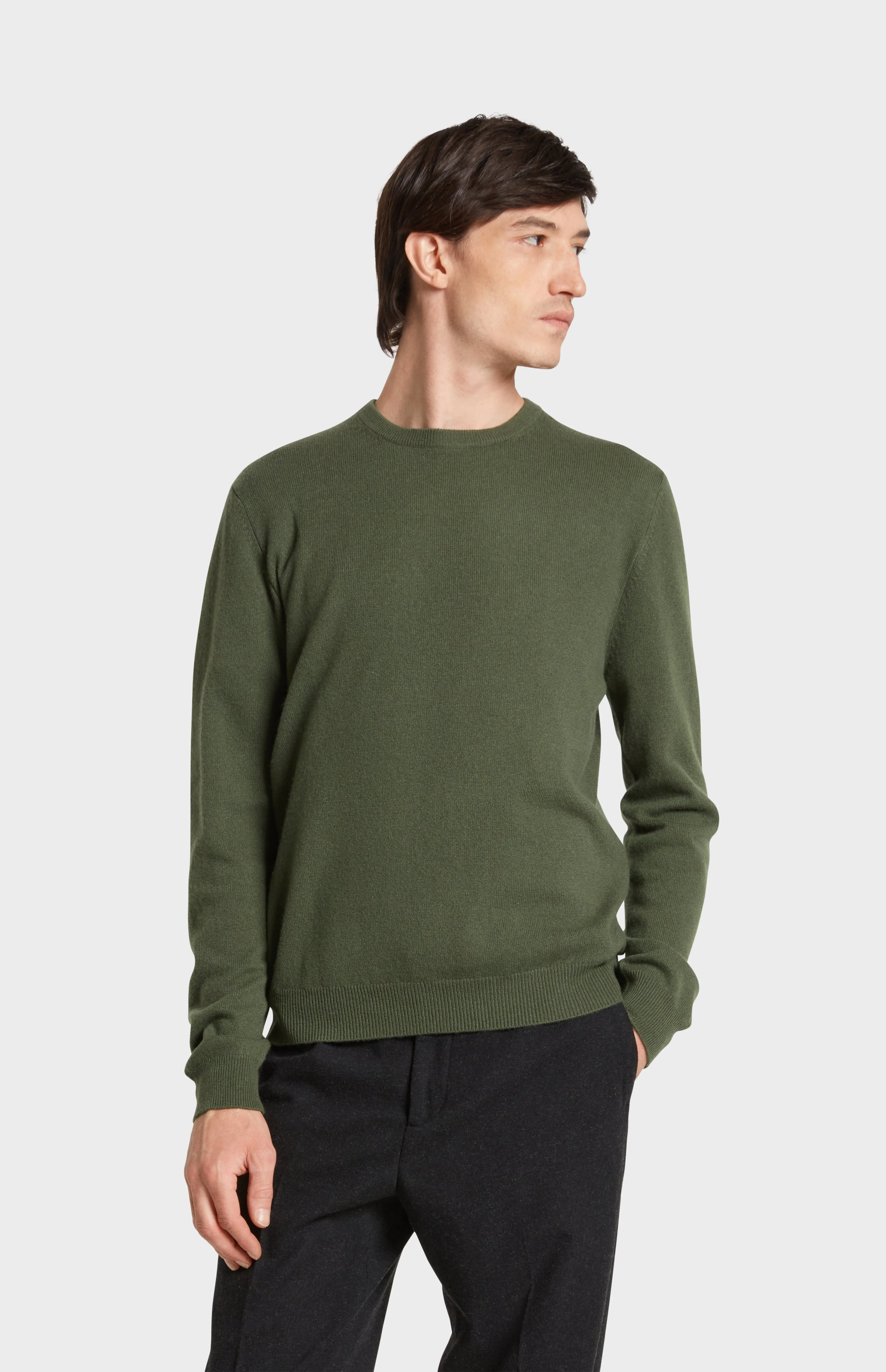 Men's Classic Round Neck Cashmere Jumper In Evergreen sold by Pringle of Scotland