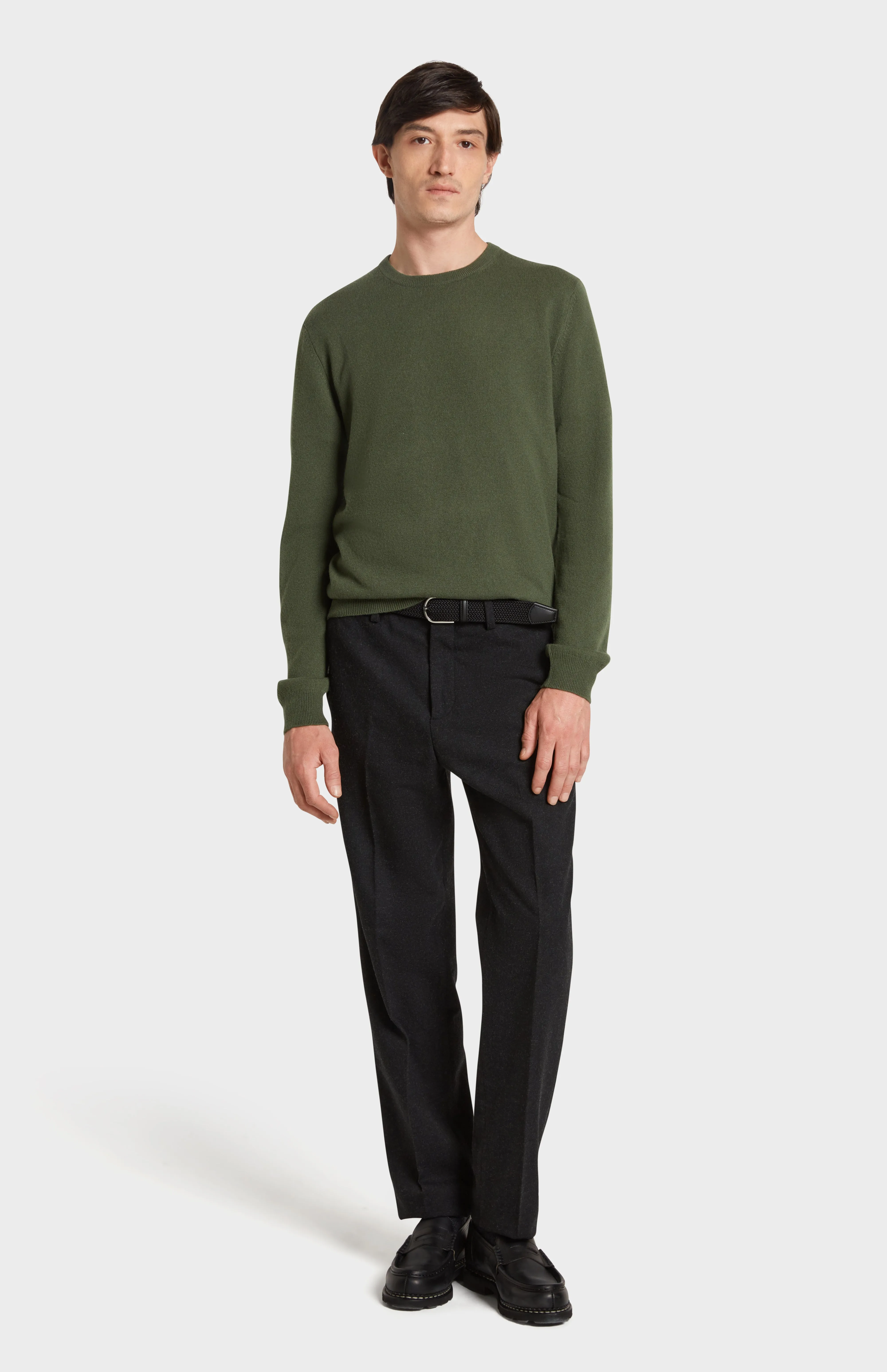 Men's Classic Round Neck Cashmere Jumper In Evergreen sold by Pringle of Scotland product image thumbnail 3