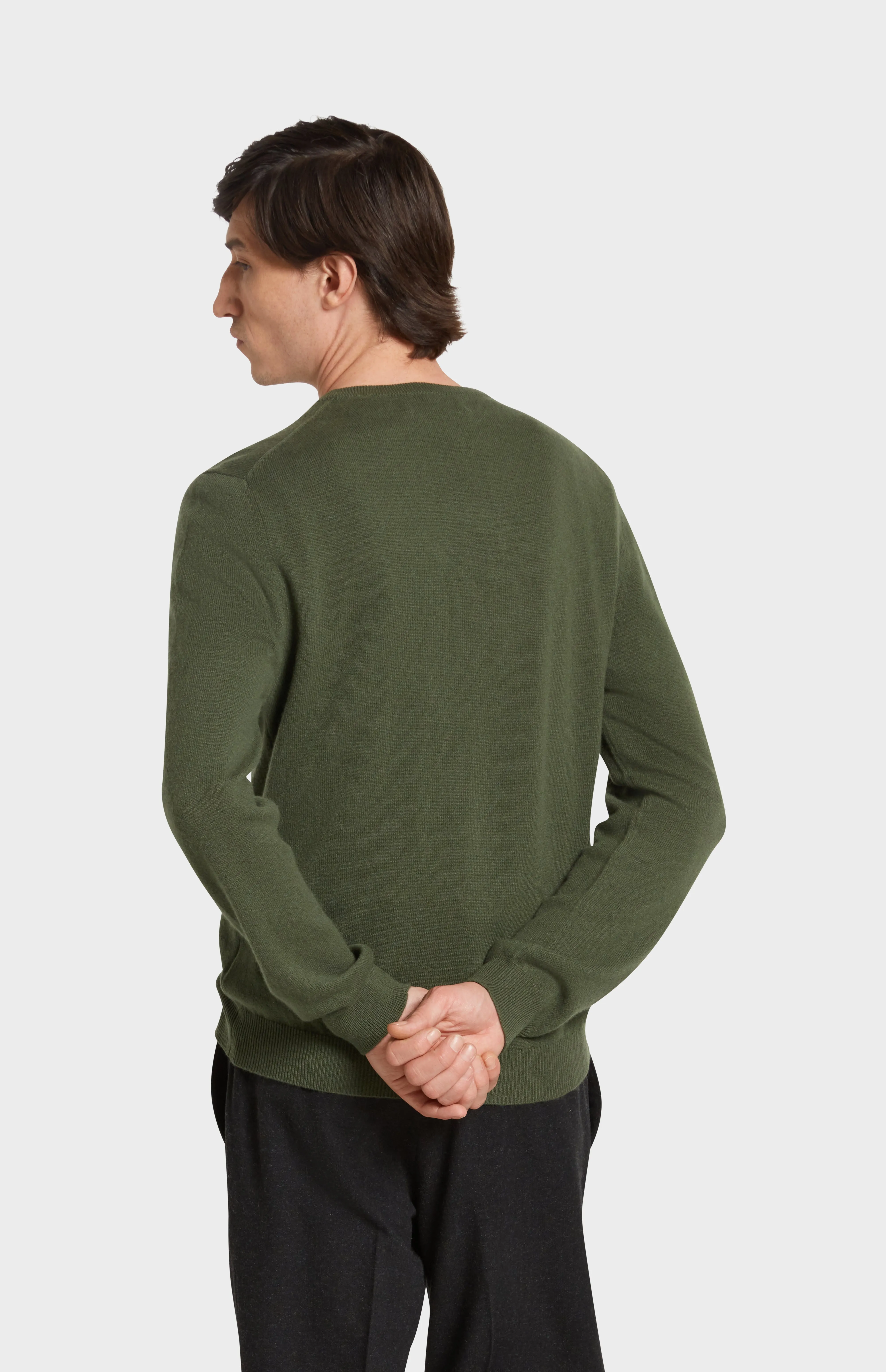 Men's Classic Round Neck Cashmere Jumper In Evergreen sold by Pringle of Scotland product image thumbnail 5
