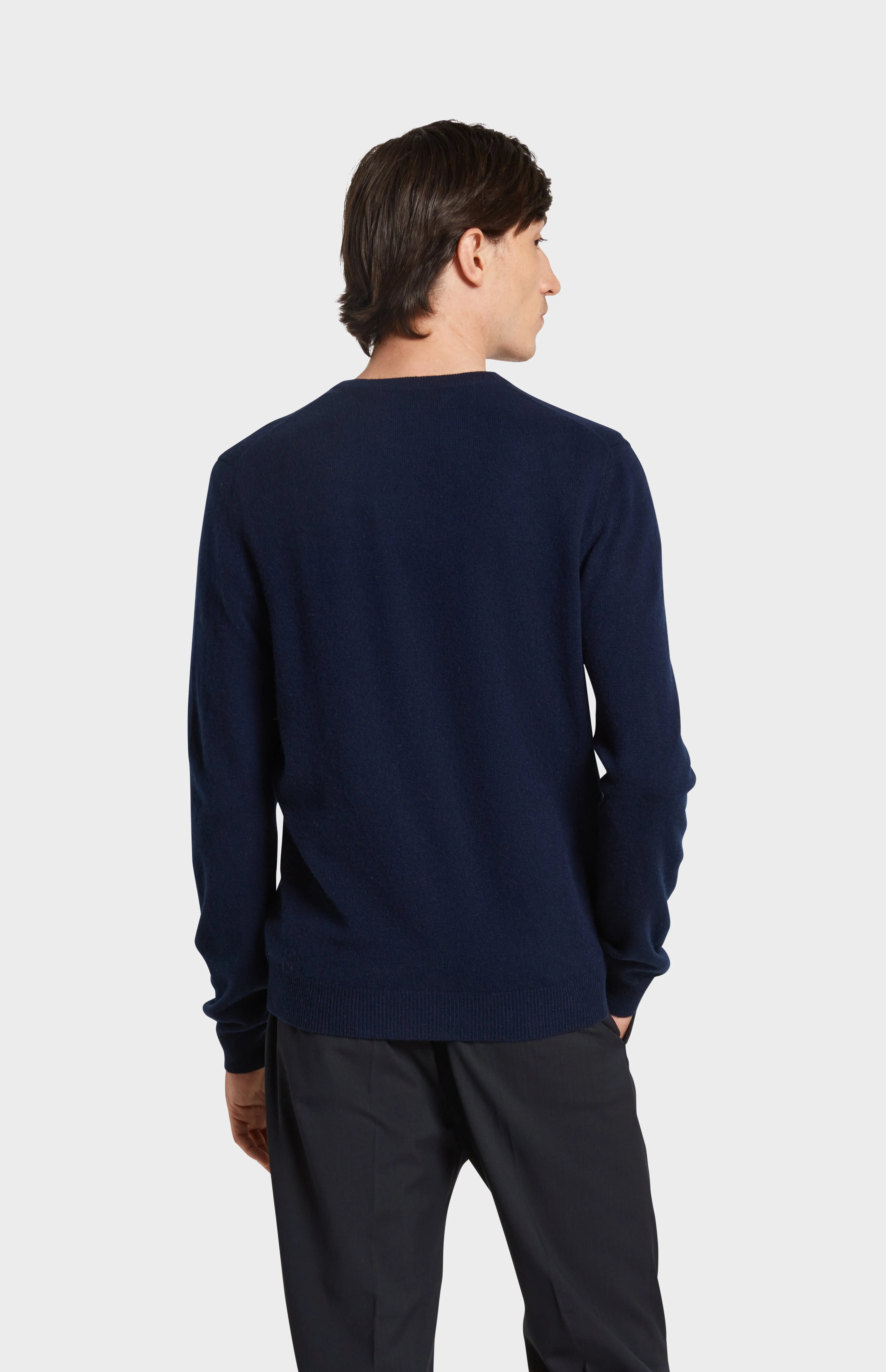 Men's Classic Round Neck Cashmere Jumper In Navy Melange sold by Pringle of Scotland product image thumbnail 5