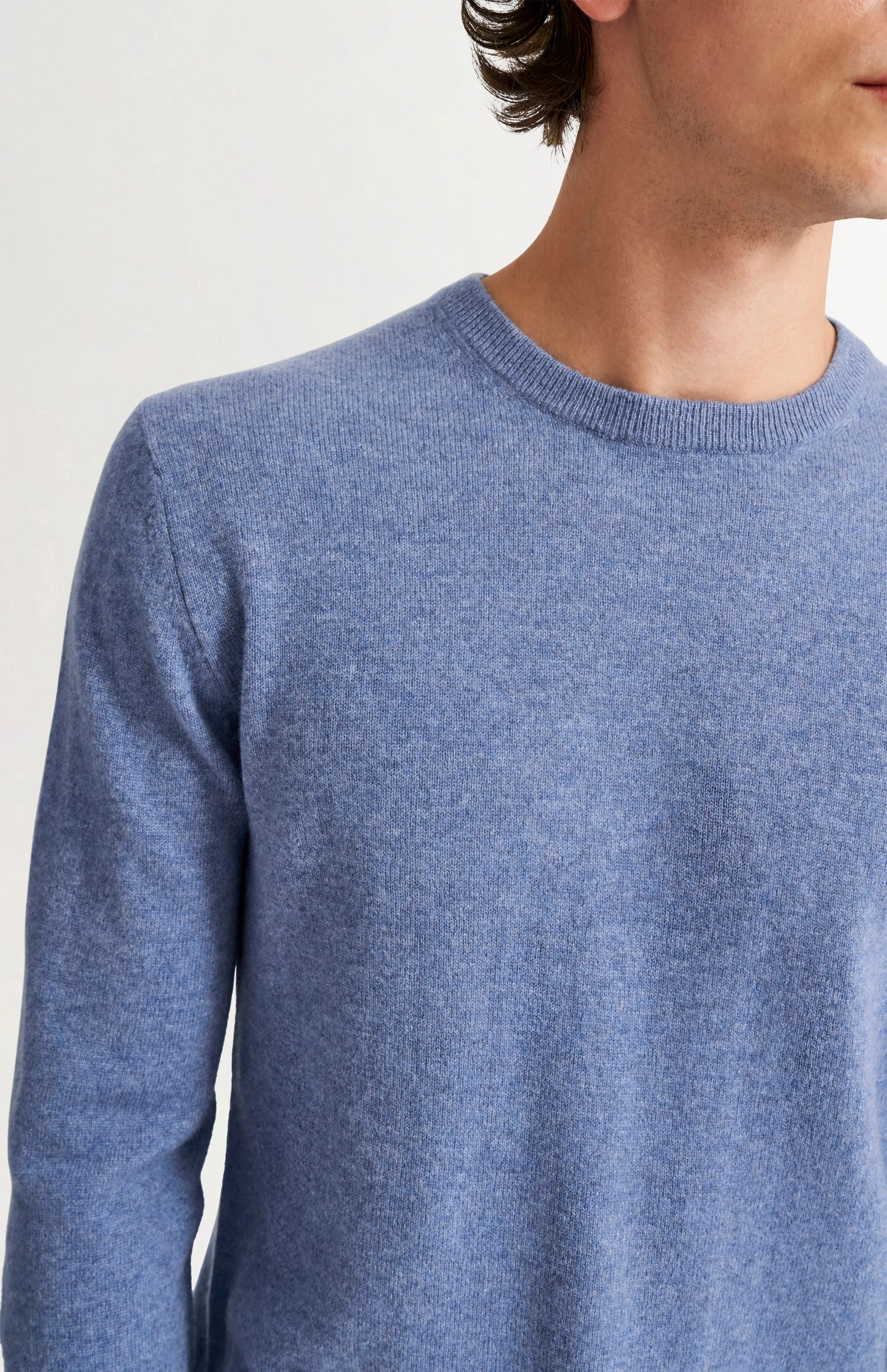 Men's Classic Round Neck Cashmere Jumper In Bue Melange sold by Pringle of Scotland product image thumbnail 5