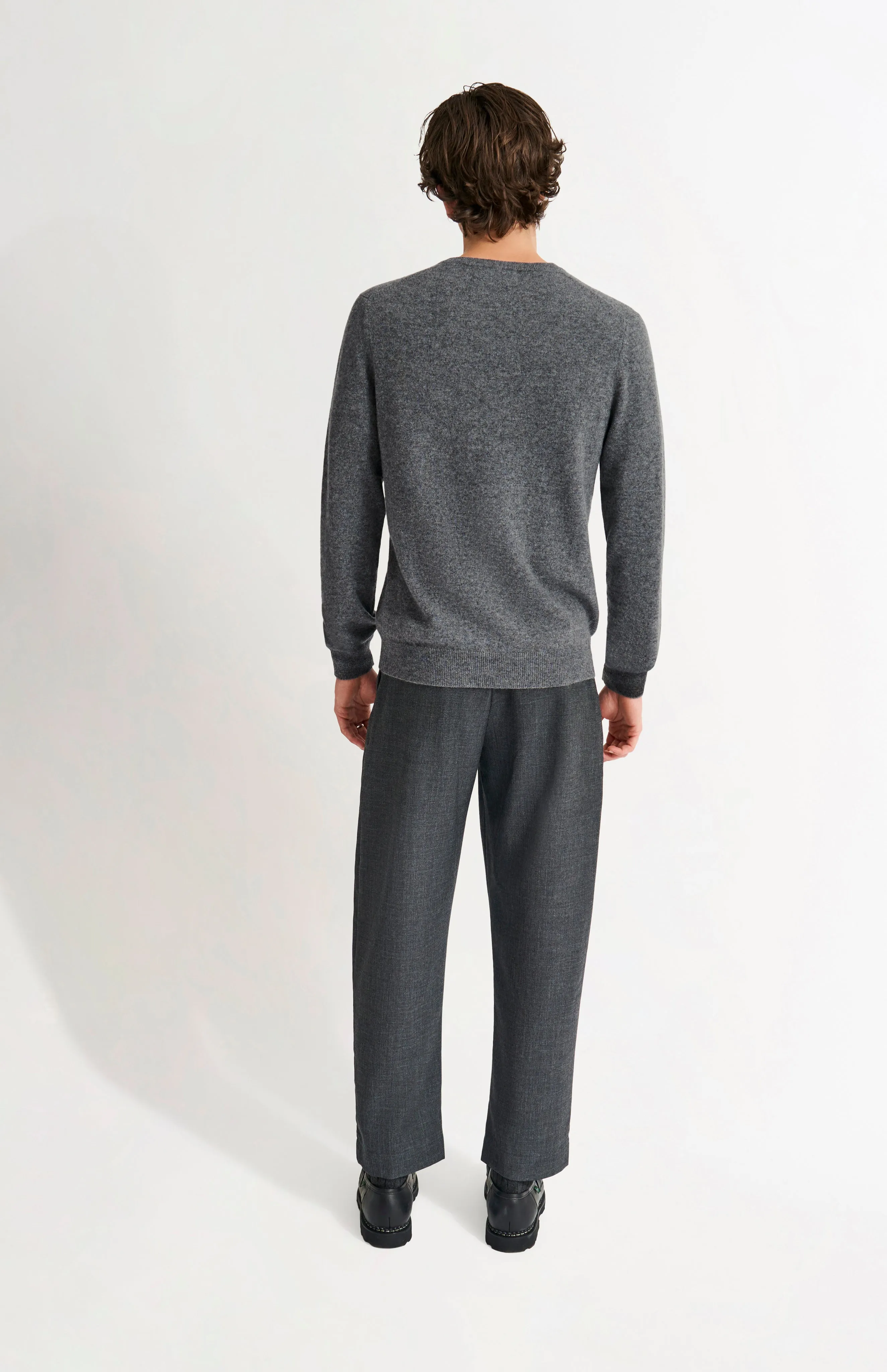 Men's Classic Round Neck Cashmere Jumper In Grey Melange sold by Pringle of Scotland product image thumbnail 5