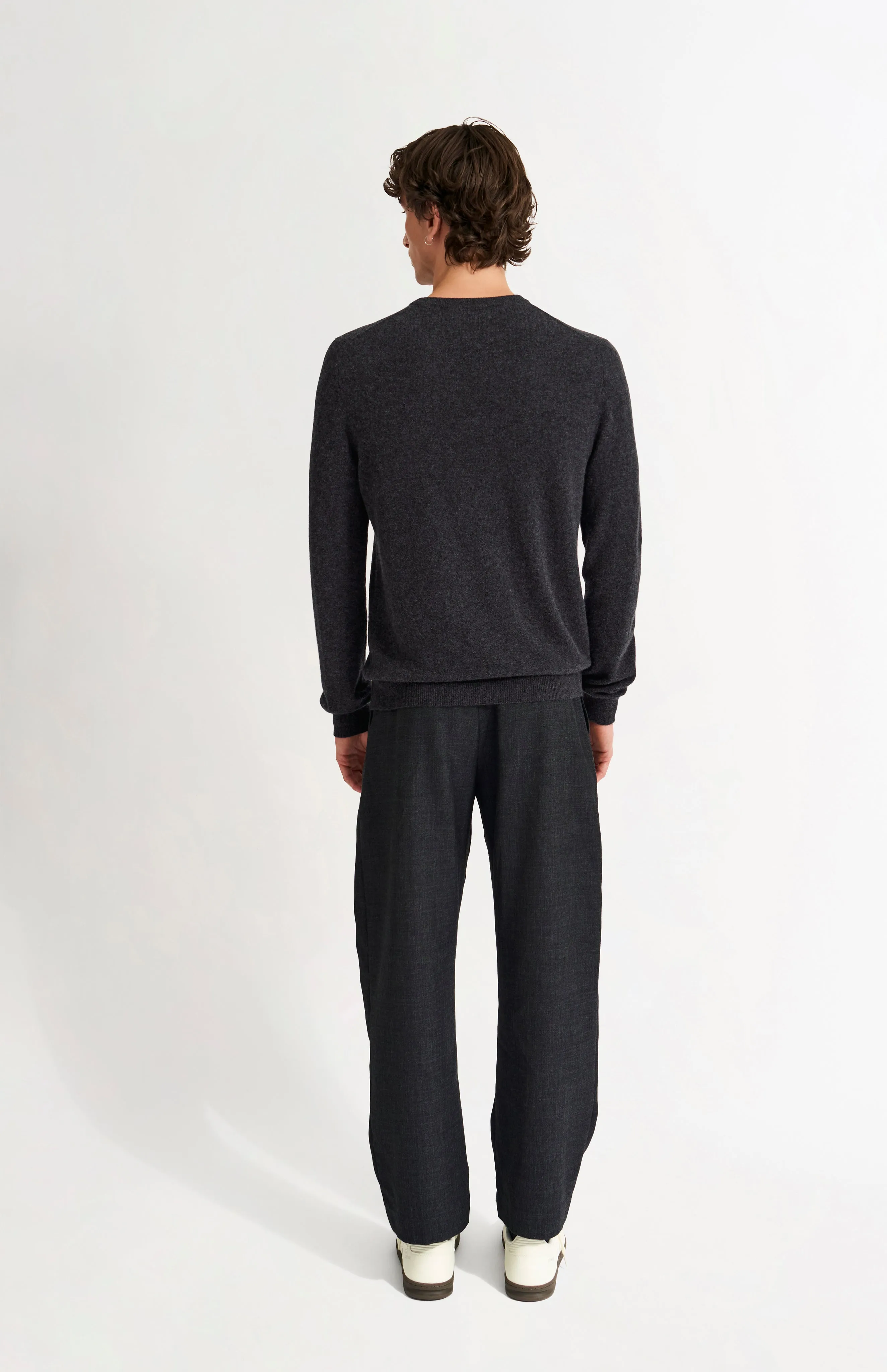 Men's Classic Round Neck Cashmere Jumper In Charcoal sold by Pringle of Scotland product image thumbnail 5