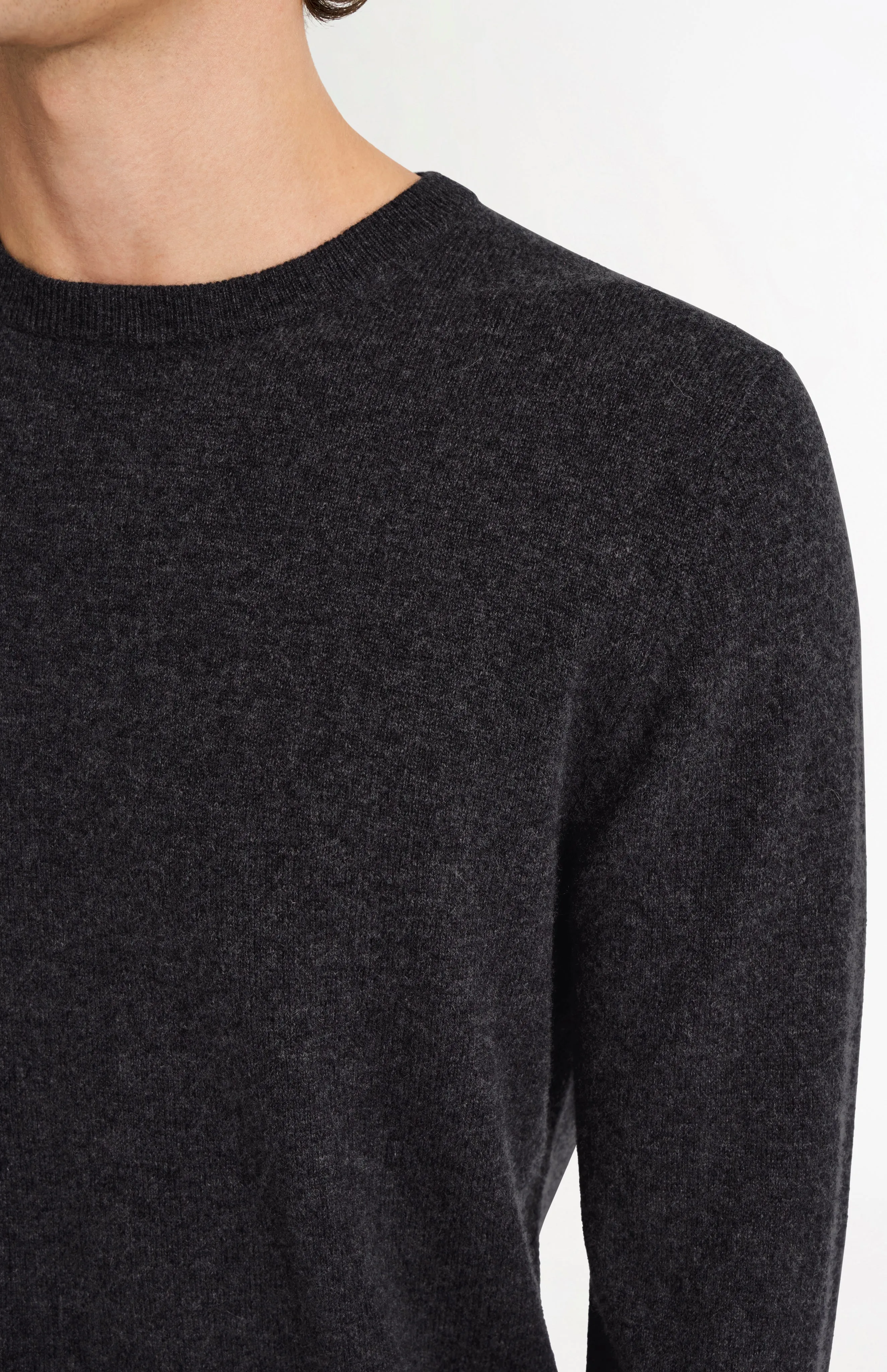 Men's Classic Round Neck Cashmere Jumper In Charcoal sold by Pringle of Scotland product image thumbnail 4