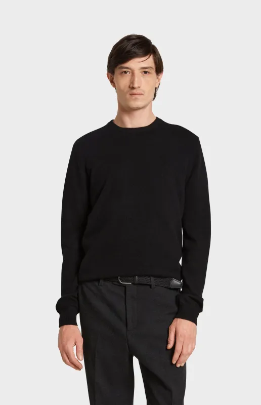 Men's Classic Round Neck Cashmere Jumper In Black sold by Pringle of Scotland