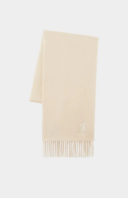 Fringed Lambswool Scarf In Cream made by Pringle