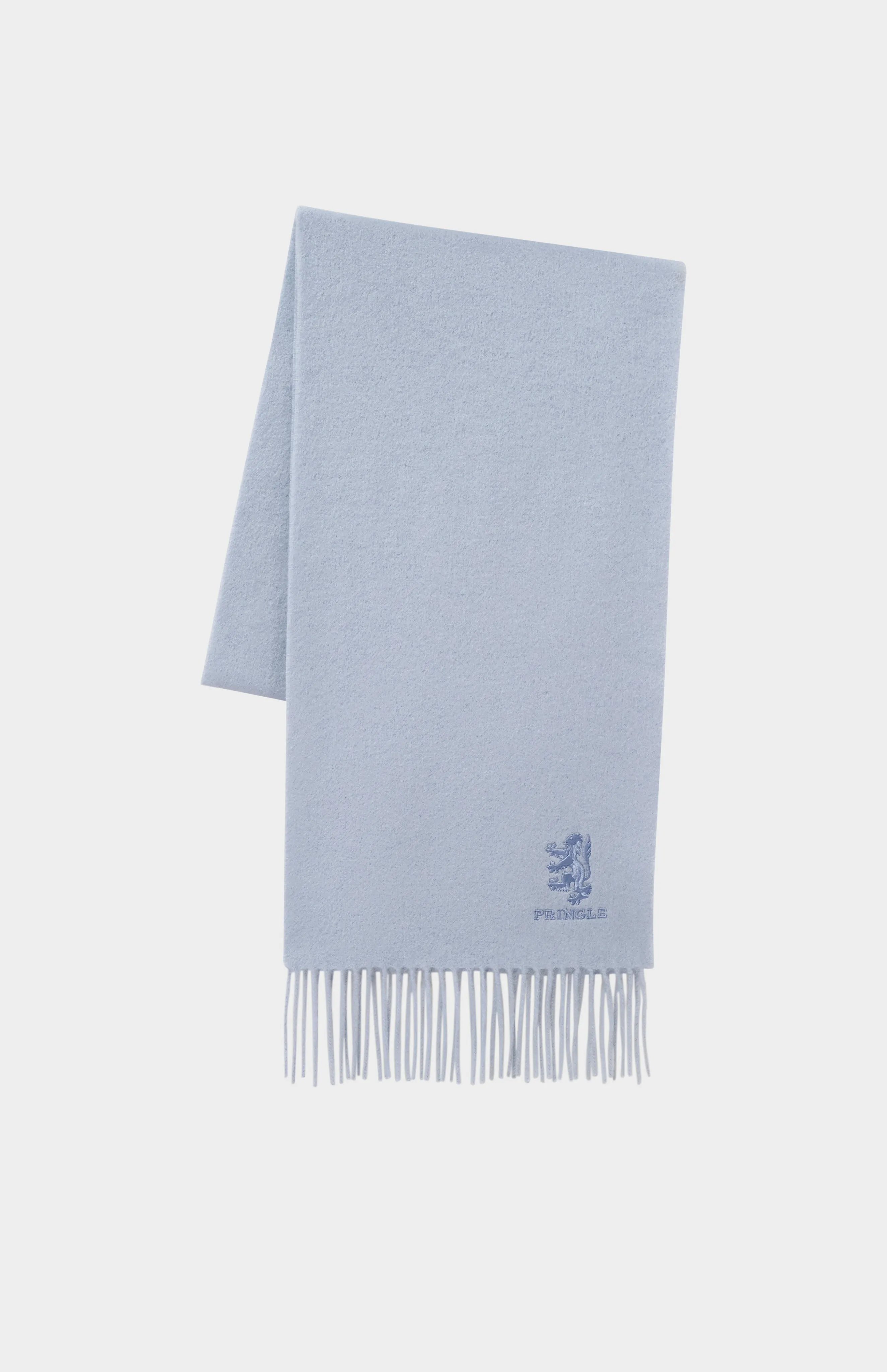 Fringed Lambswool Scarf In Light Blue sold by Pringle of Scotland
