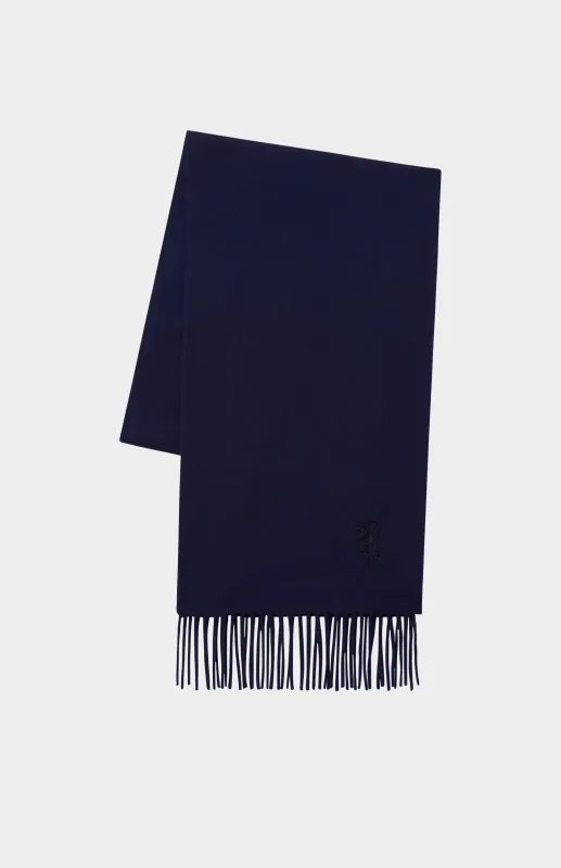 Fringed Lambswool Scarf In Navy made by Pringle