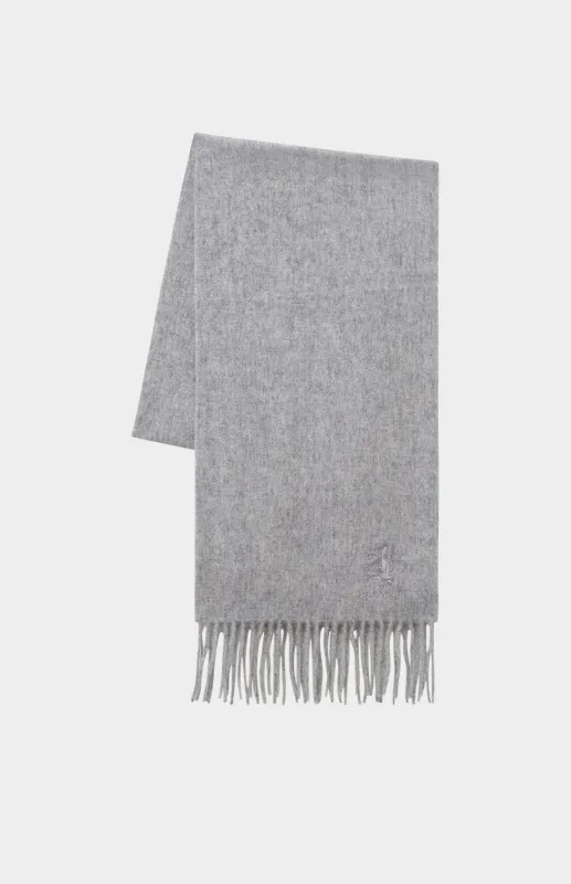 Fringed Lambswool Scarf In Grey made by Pringle