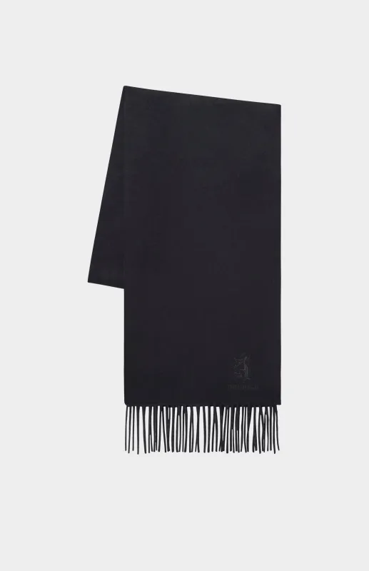 Fringed Lambswool Scarf In Black made by Pringle