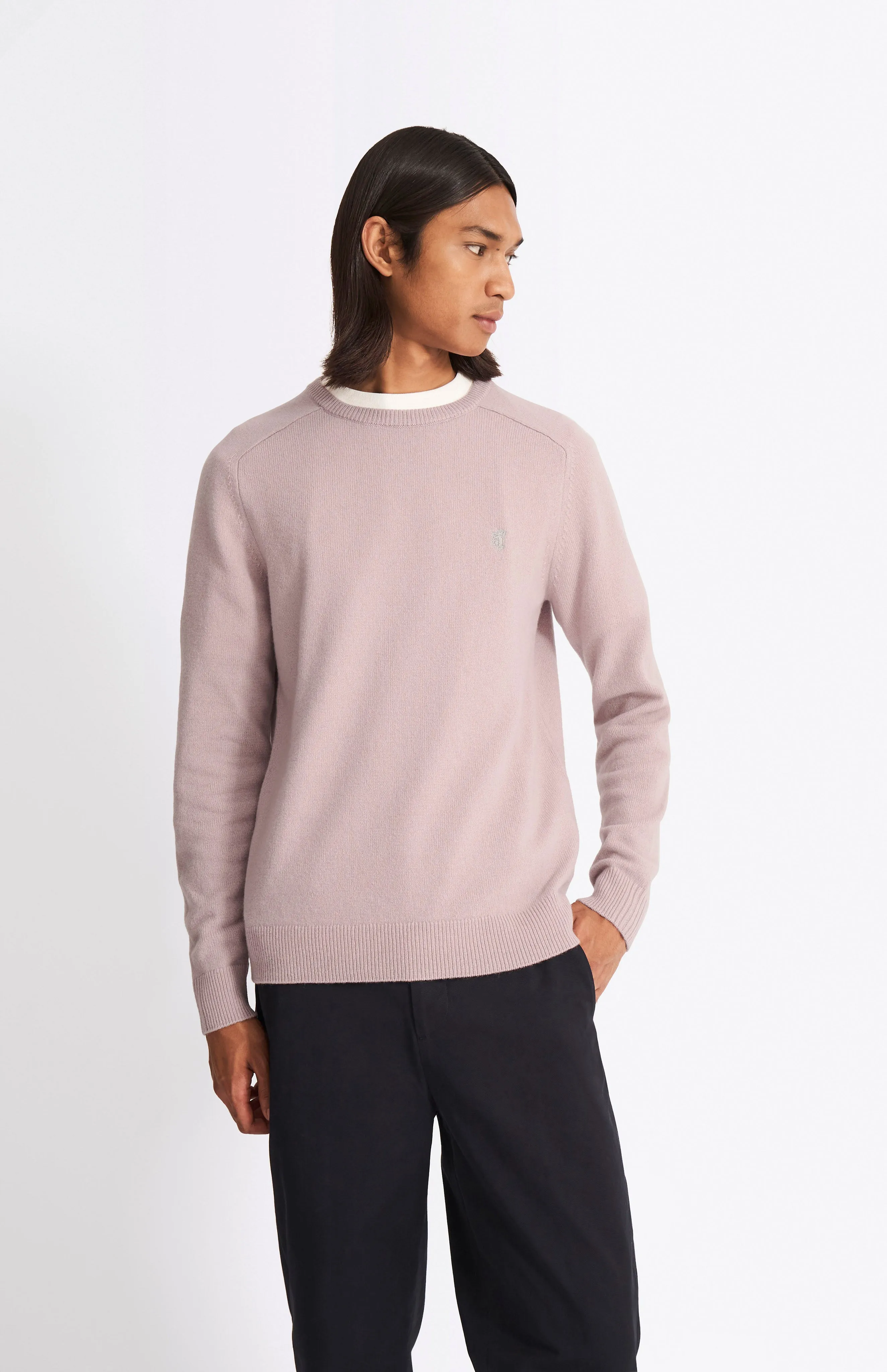 Round Neck Lambswool Contrast Jumper In Dusty Pink sold by Pringle of Scotland product image thumbnail 2