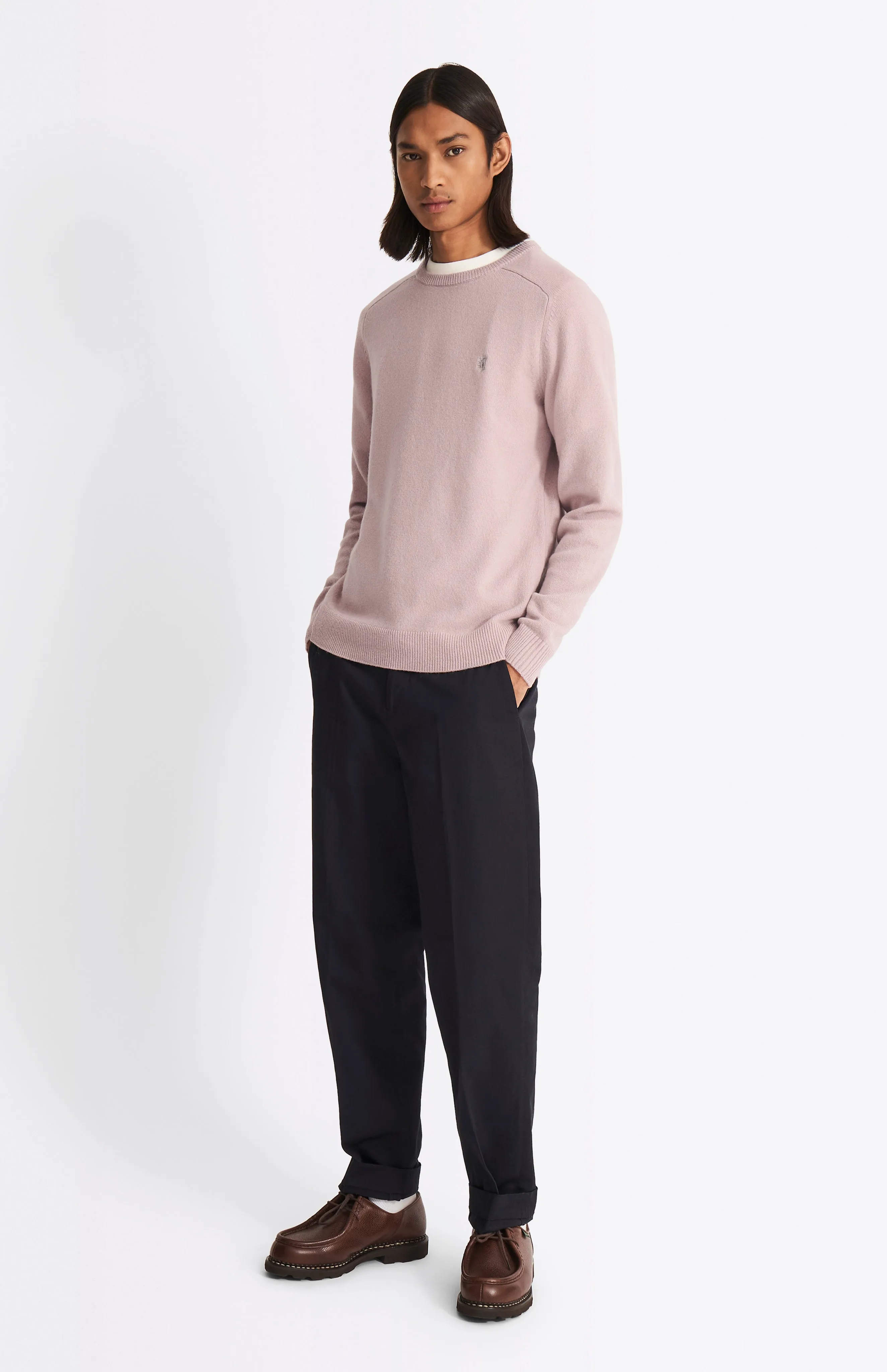 Round Neck Lambswool Contrast Jumper In Dusty Pink sold by Pringle of Scotland product image thumbnail 3
