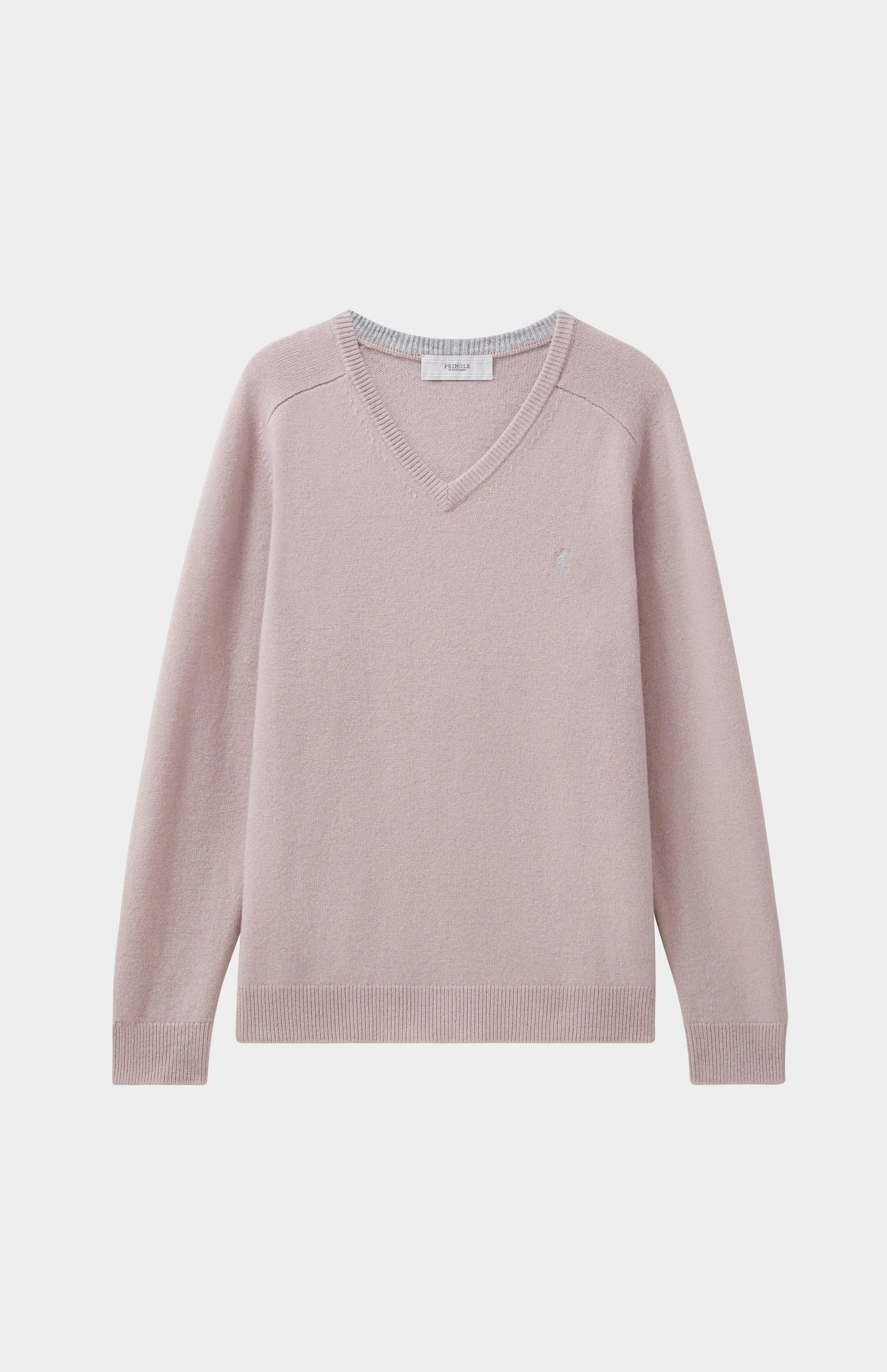 V Neck Lambswool Jumper In Dusty Pink With Contrast Tipping sold by Pringle of Scotland product image thumbnail 4