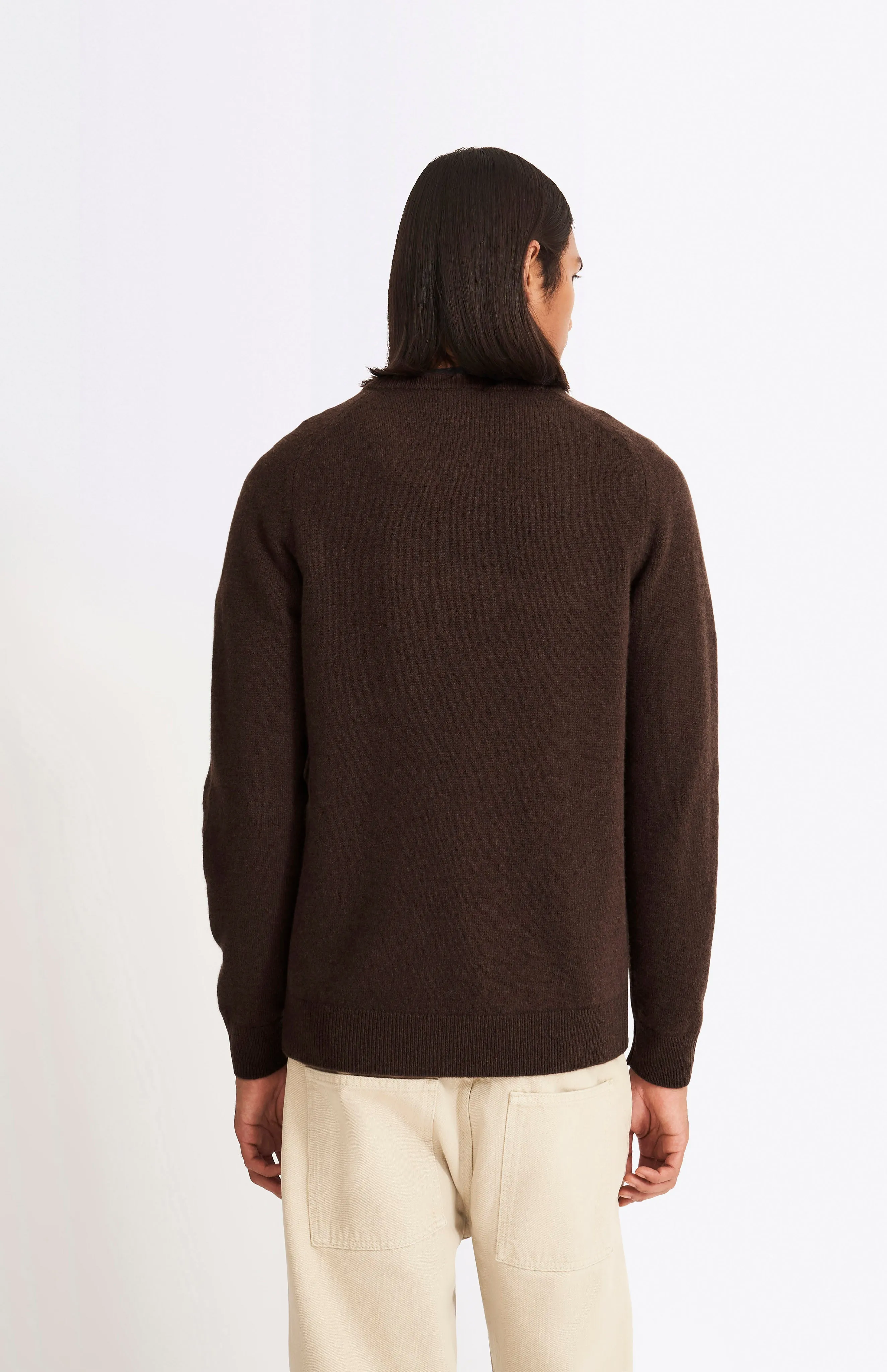 V Neck Lambswool Jumper In Dark Umber With Contrast Tipping sold by Pringle of Scotland product image thumbnail 5