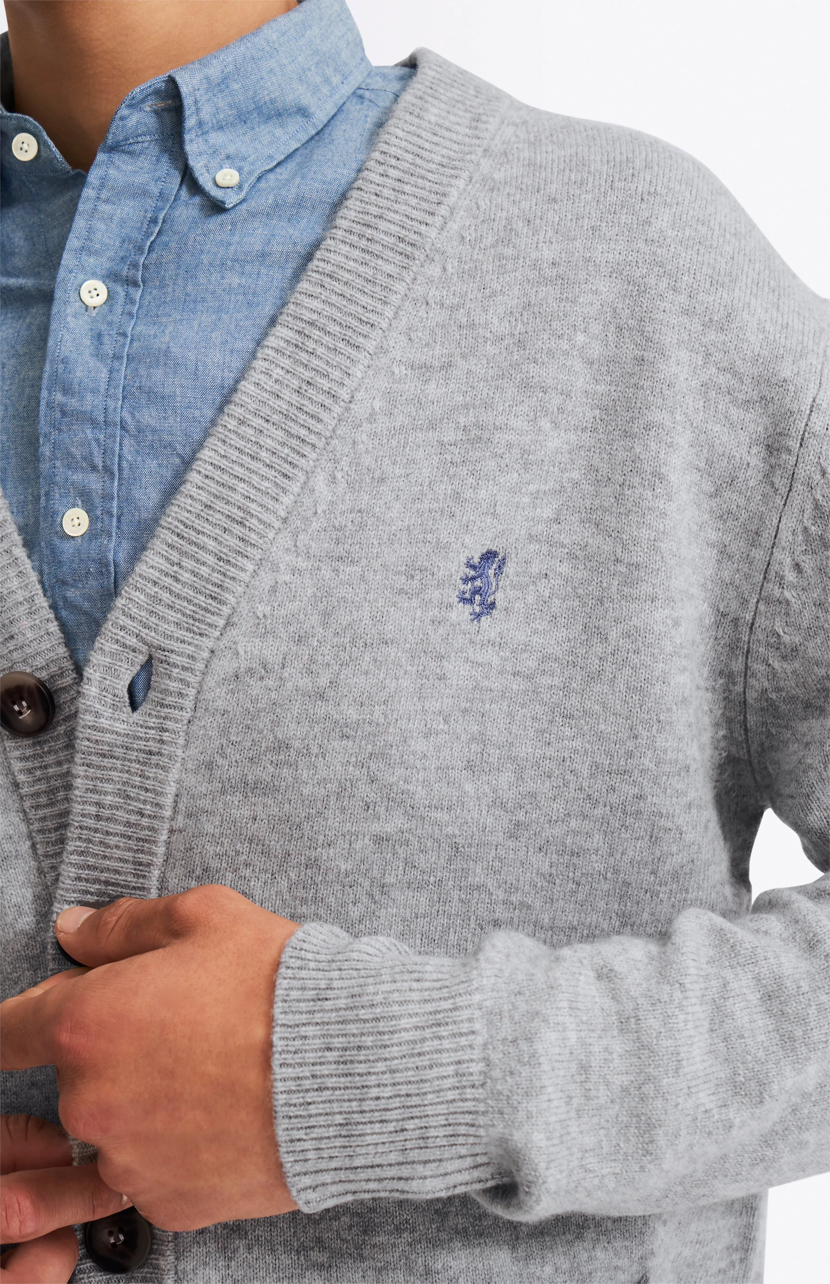 V Neck Lambswool Cardigan In Light Grey sold by Pringle of Scotland product image thumbnail 3