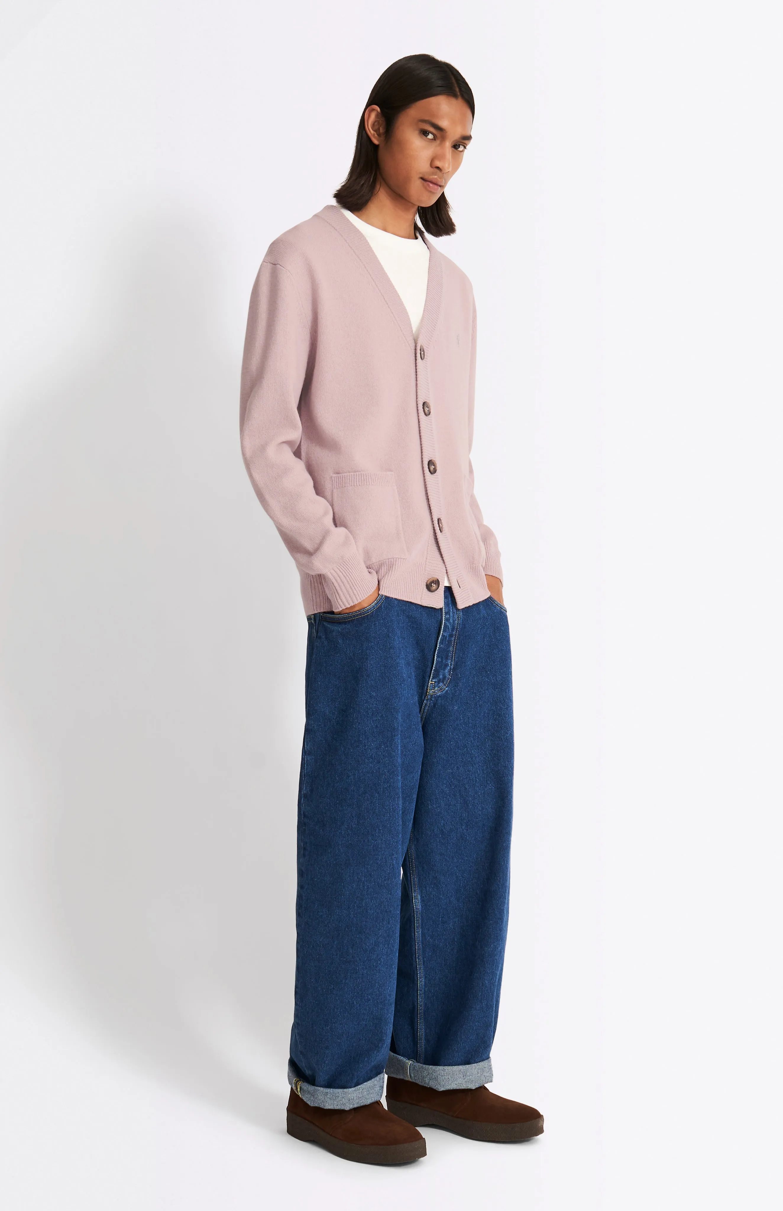 V Neck Lambswool Cardigan In Dusty Pink sold by Pringle of Scotland product image thumbnail 2